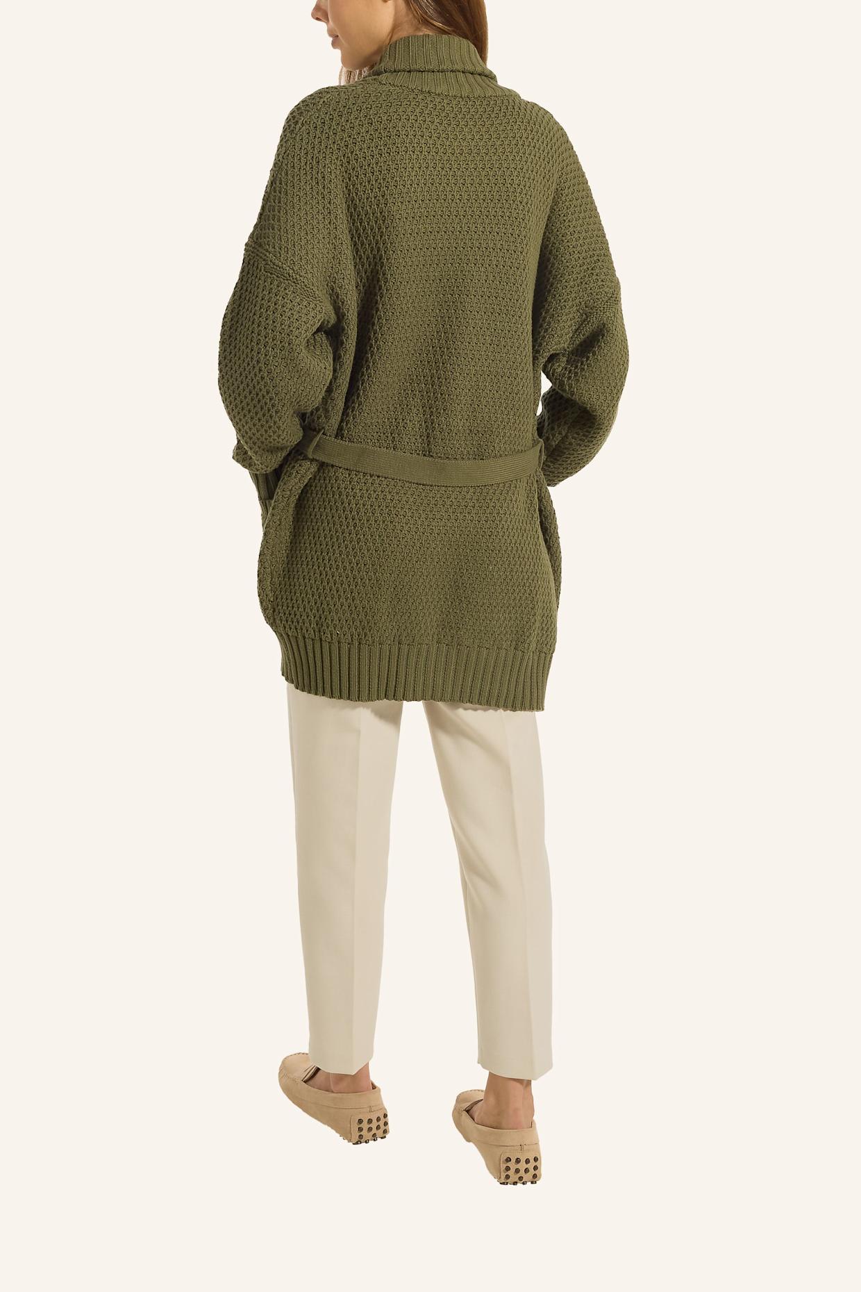 ADLYSH STRICKCARDIGAN MIT GÜRTEL: GRÜN