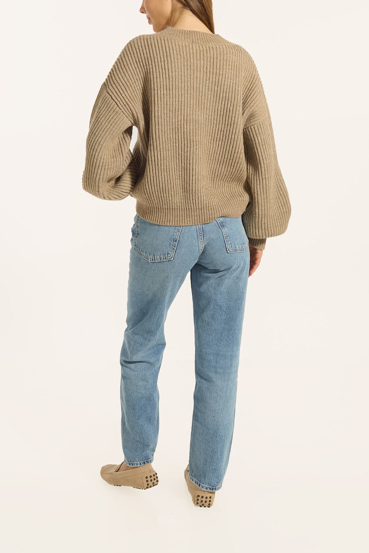 ADLYSH RIPPSTRICK CARDIGAN MIT WOLLE: BRAUN