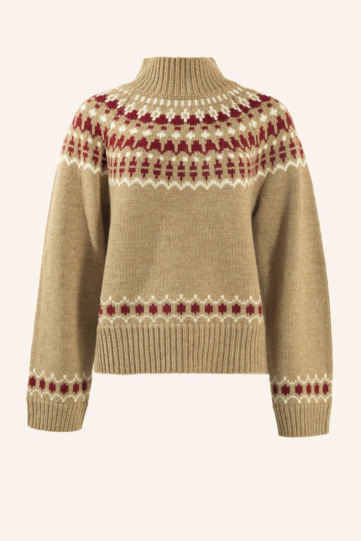 ADLYSH WOLLPULLOVER MIT JACQUARDMUSTER: BRAUN
