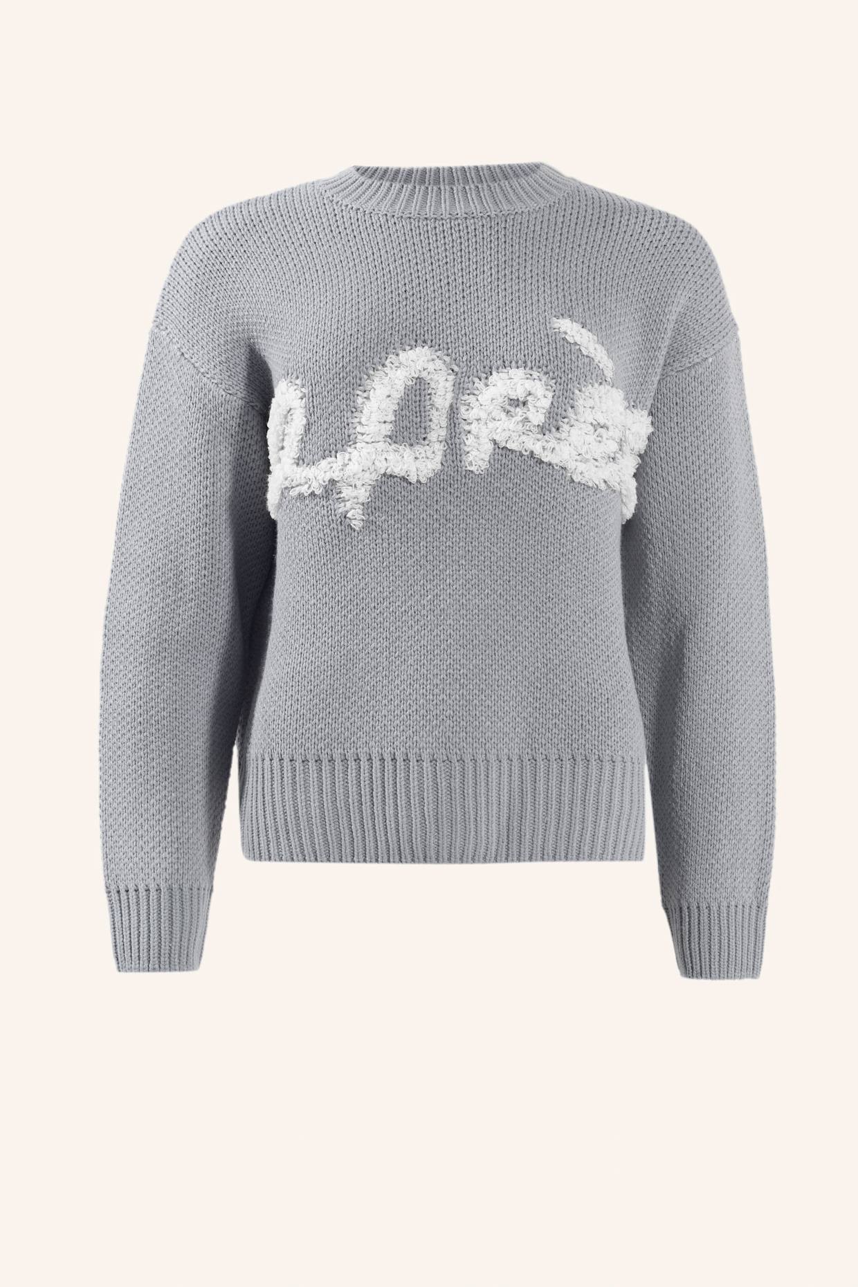 ADLYSH STRICKPULLOVER MIT APRÉS SCHRIFTZUG: BLAU