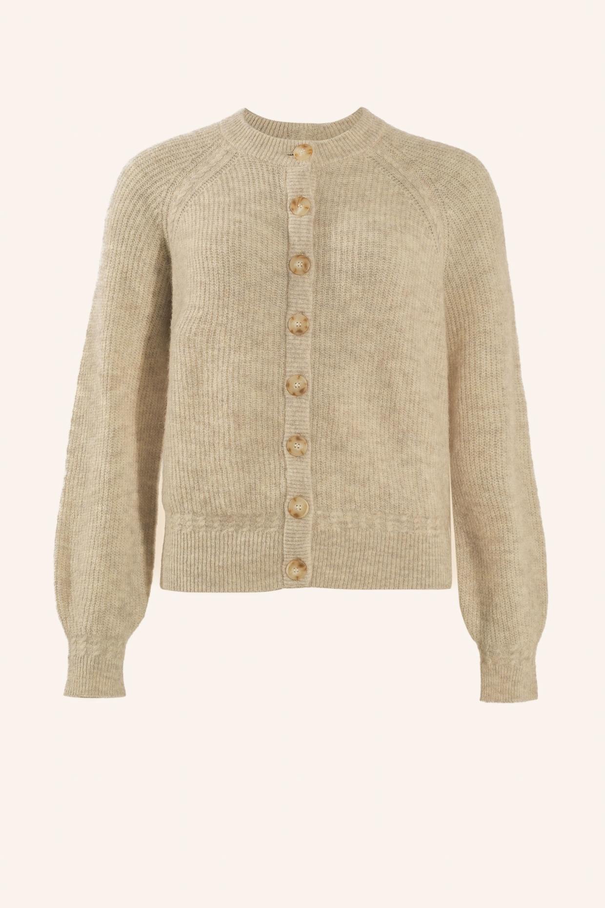 ADLYSH FEINSTRICK CARDIGAN MIT MOHAIR: GRAU