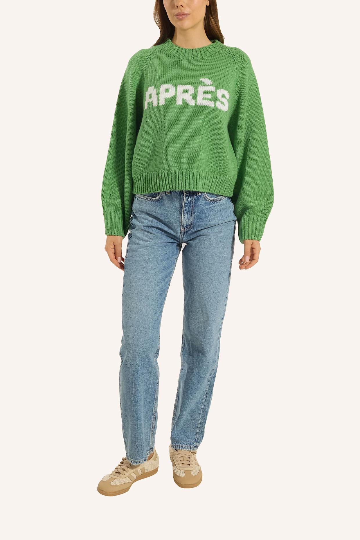 ADLYSH PULLOVER RUNDHALS MIT APRÉS DETAIL: GRÜN