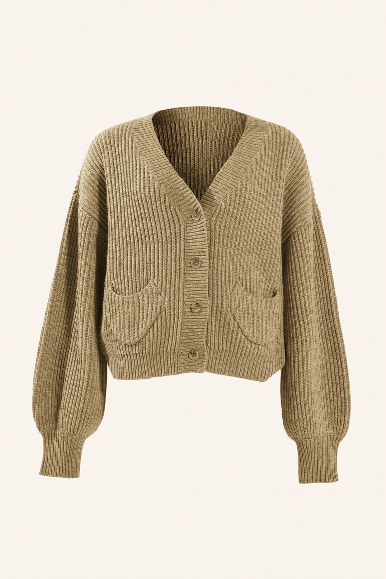 ADLYSH RIPPSTRICK CARDIGAN MIT WOLLE: BRAUN