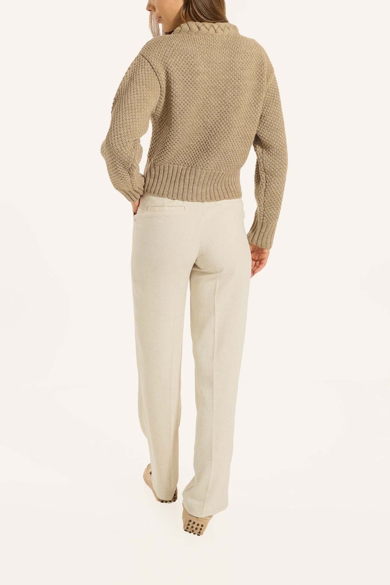 ADLYSH WOLLCARDIGAN MIT ZOPFSTRICK DETAIL: BRAUN