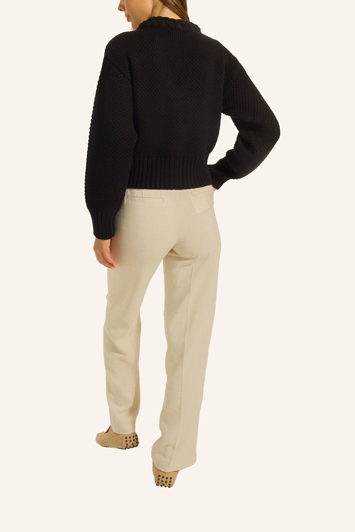 ADLYSH WOLLCARDIGAN MIT ZOPFSTRICK DETAIL: SCHWARZ