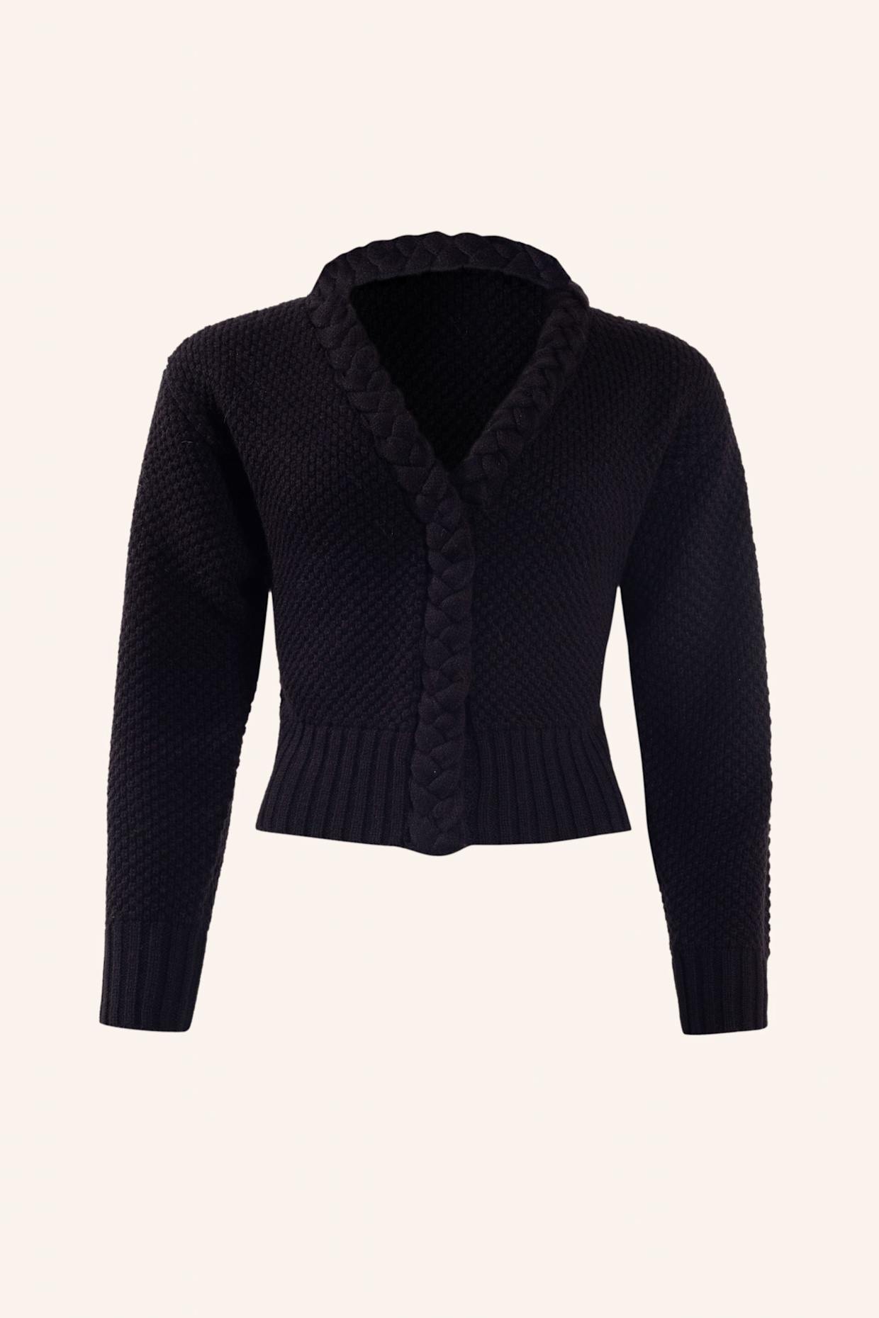 ADLYSH WOLLCARDIGAN MIT ZOPFSTRICK DETAIL: SCHWARZ