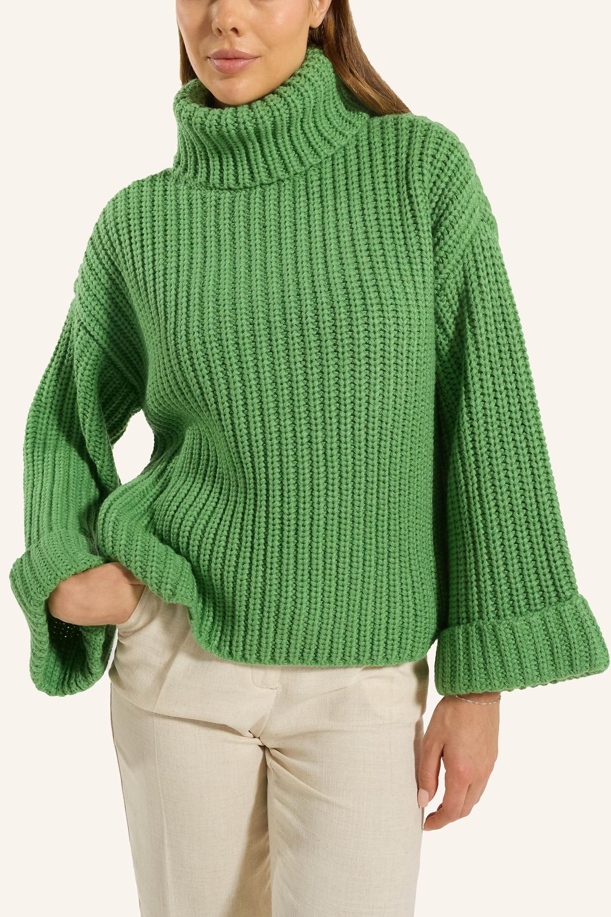 ADLYSH Pullover CHUNKY ROLLKRAGEN PULLOVER: GRÜN