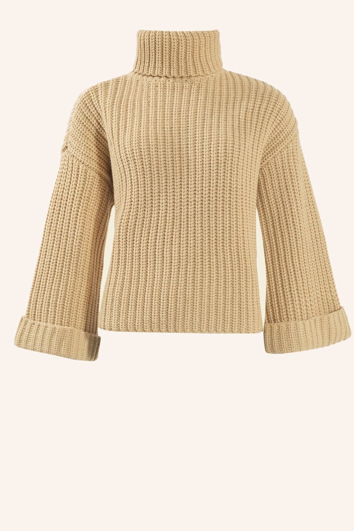 ADLYSH CHUNKY ROLLKRAGEN PULLOVER: BEIGE