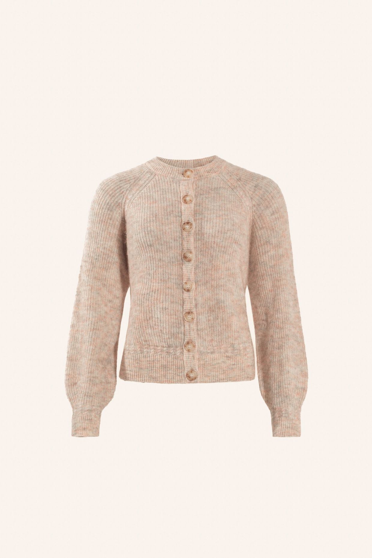 ADLYSH FEINSTRICK CARDIGAN MIT MOHAIR: BEIGE