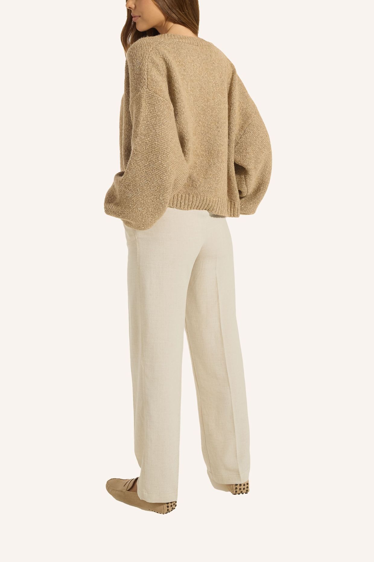 ADLYSH OVERSIZED CARDIGAN MIT WOLLE: BRAUN