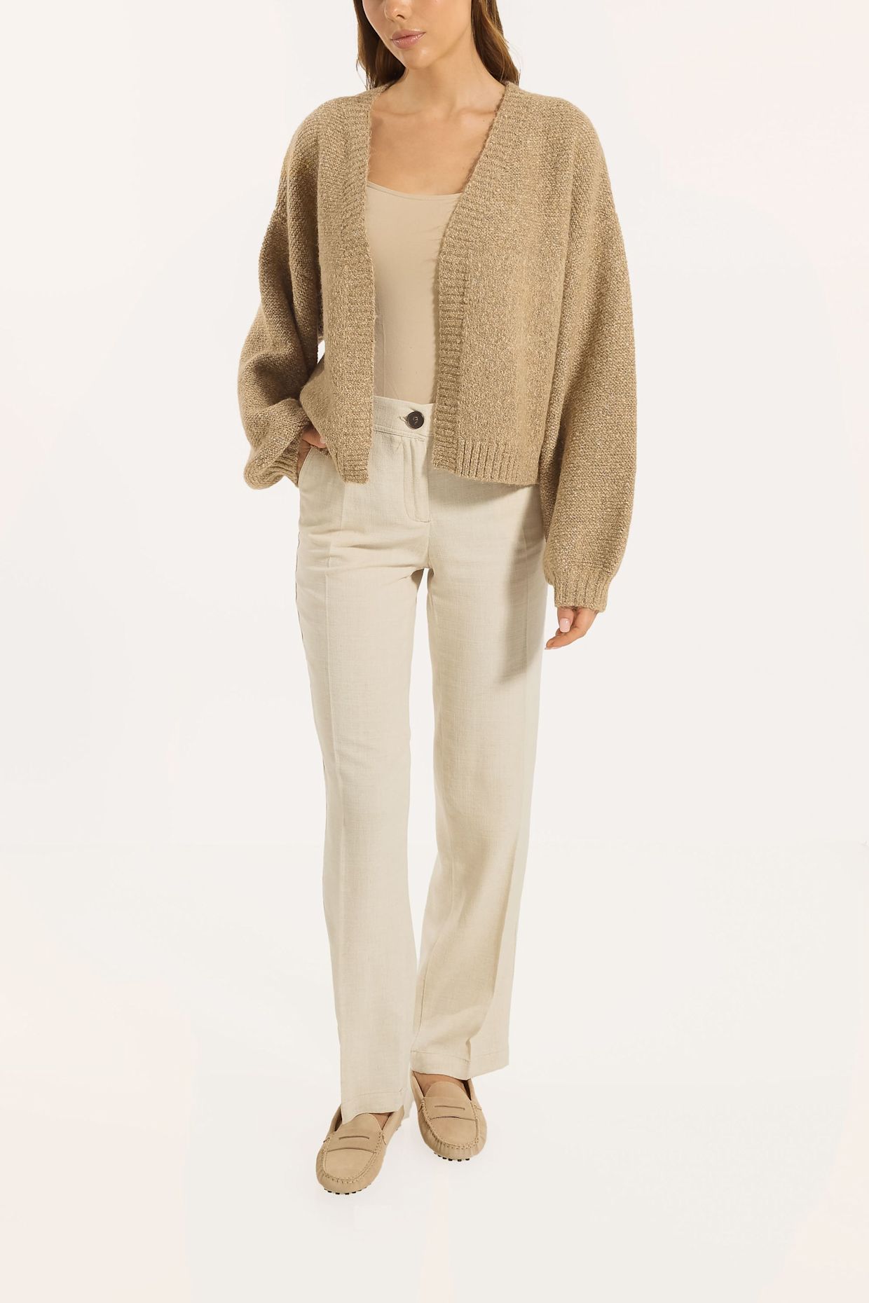 ADLYSH OVERSIZED CARDIGAN MIT WOLLE: BRAUN