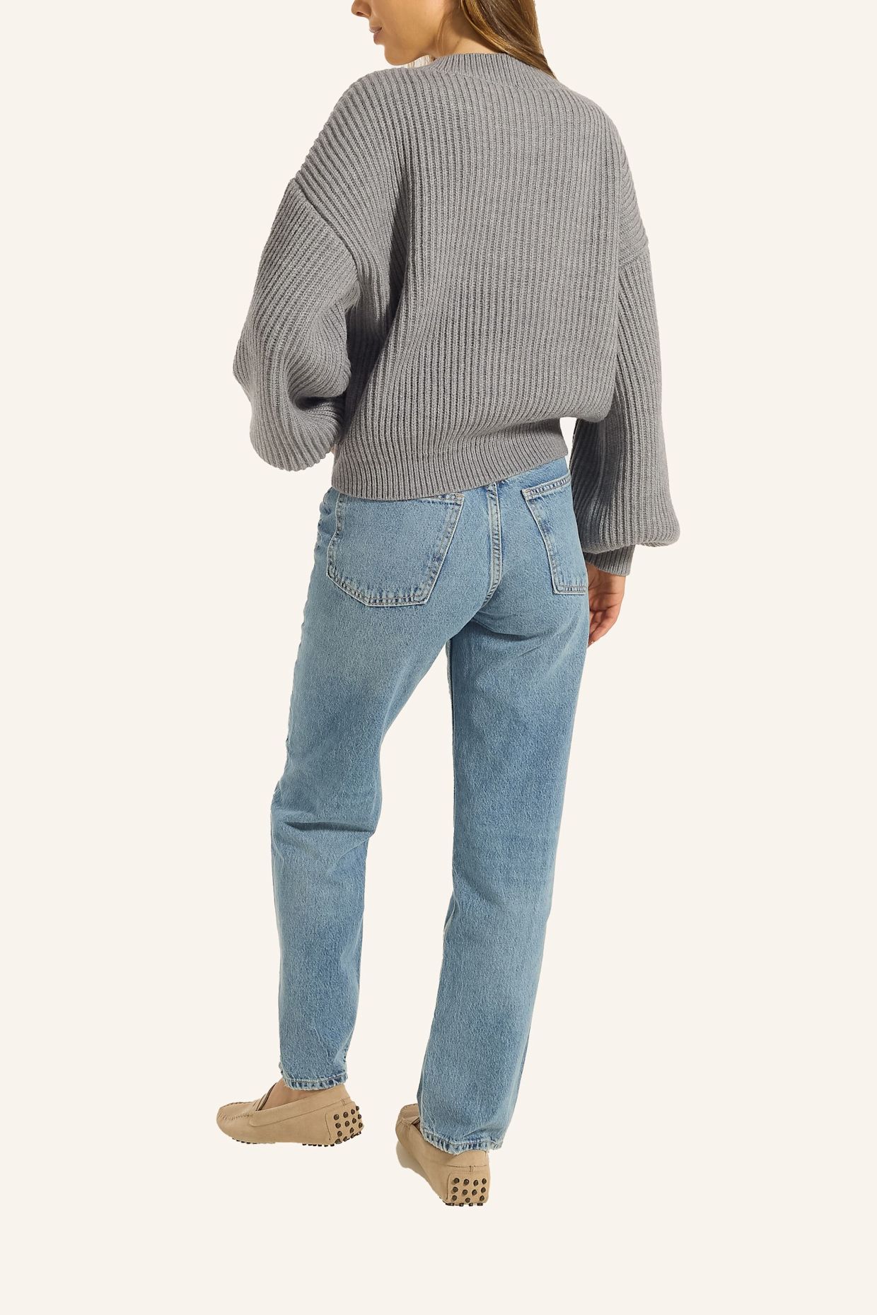 ADLYSH Jacke RIPPSTRICK CARDIGAN MIT WOLLE: GRAU