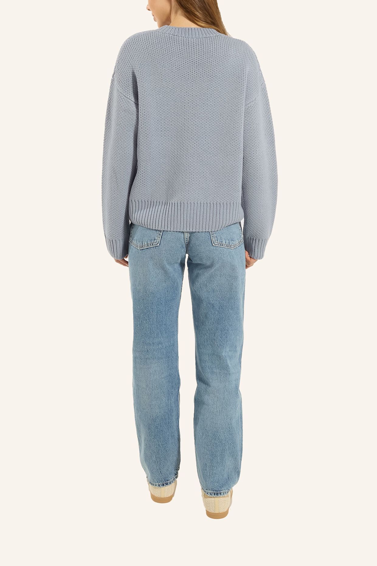 ADLYSH STRICKPULLOVER MIT APRÉS SCHRIFTZUG: BLAU