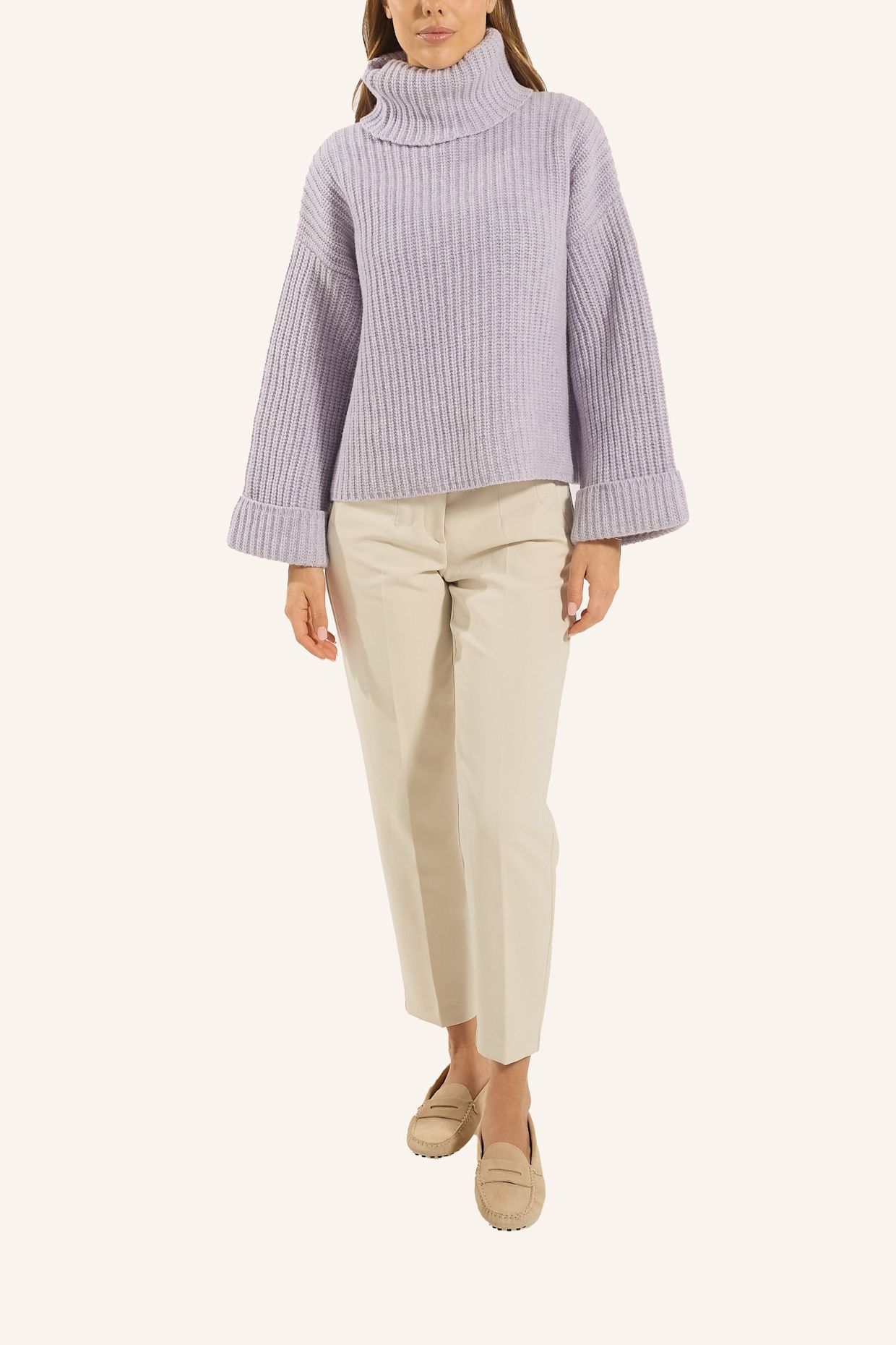 ADLYSH WOLLPULLOVER MIT ROLLKRAGEN: LILA