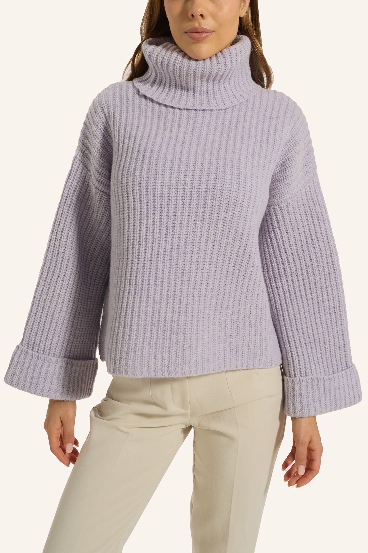 ADLYSH WOLLPULLOVER MIT ROLLKRAGEN: LILA