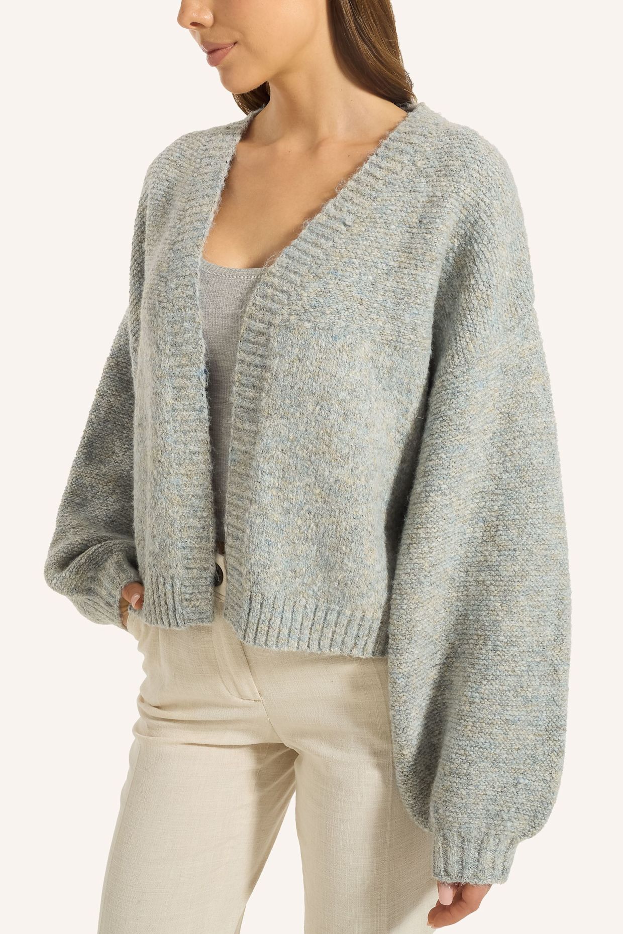 ADLYSH OVERSIZED CARDIGAN MIT WOLLE: GRAU