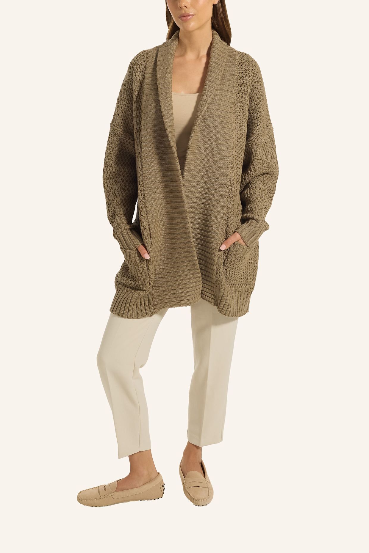 ADLYSH Jacke STRICKCARDIGAN MIT GÜRTEL: BRAUN