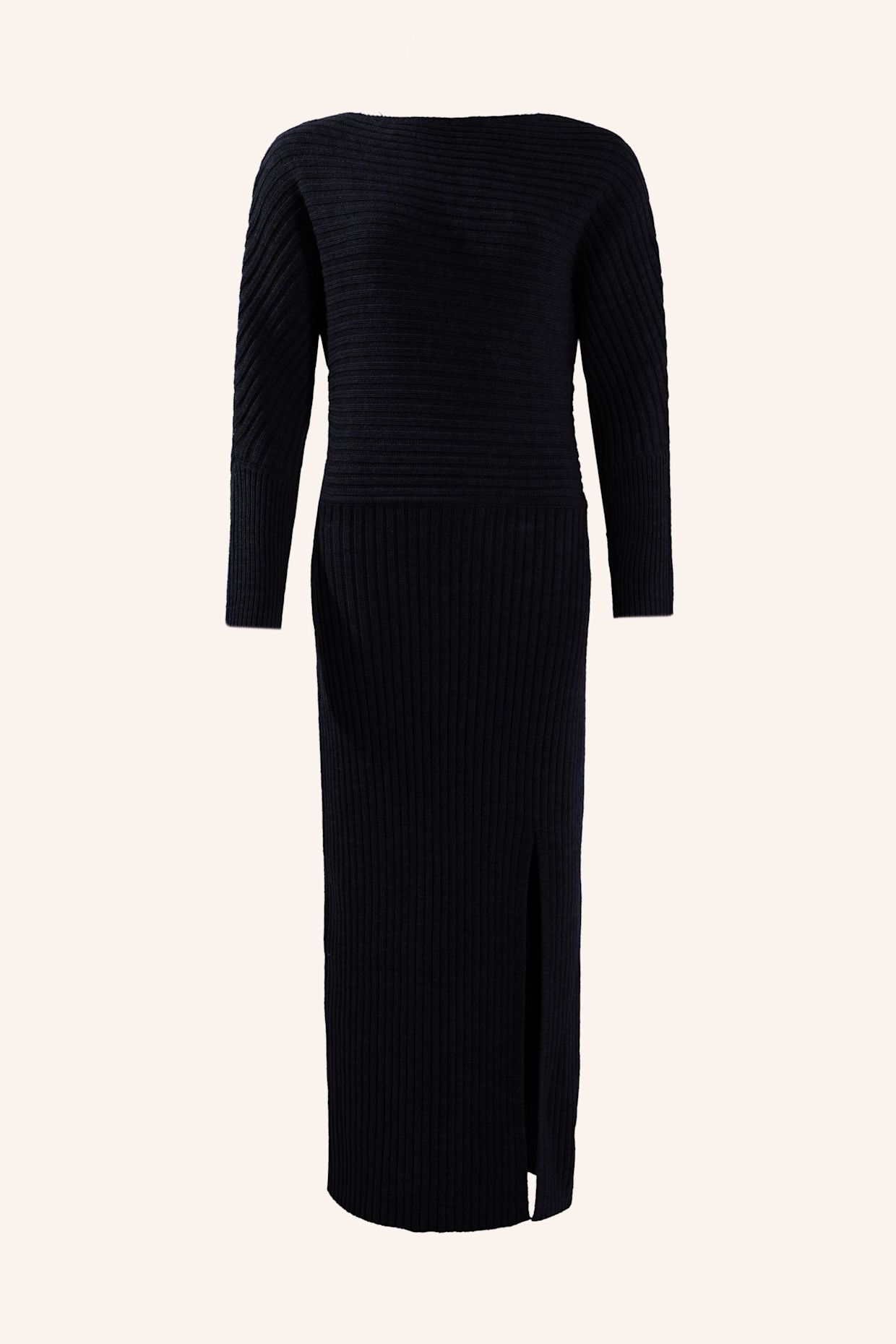 ADLYSH STRICKKLEID MIT MERINOWOLLE: SCHWARZ