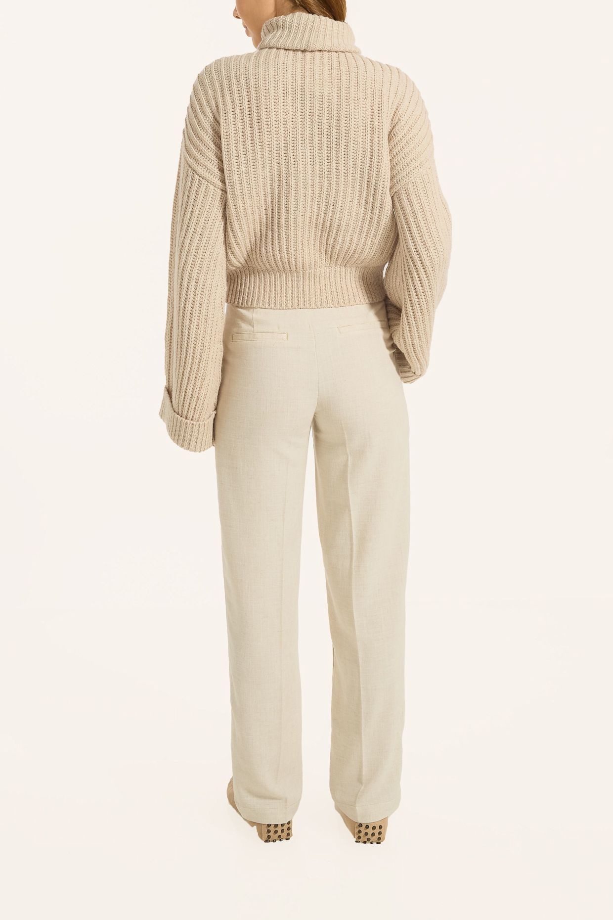 ADLYSH CROP PULLOVER MIT WOLLE: BEIGE