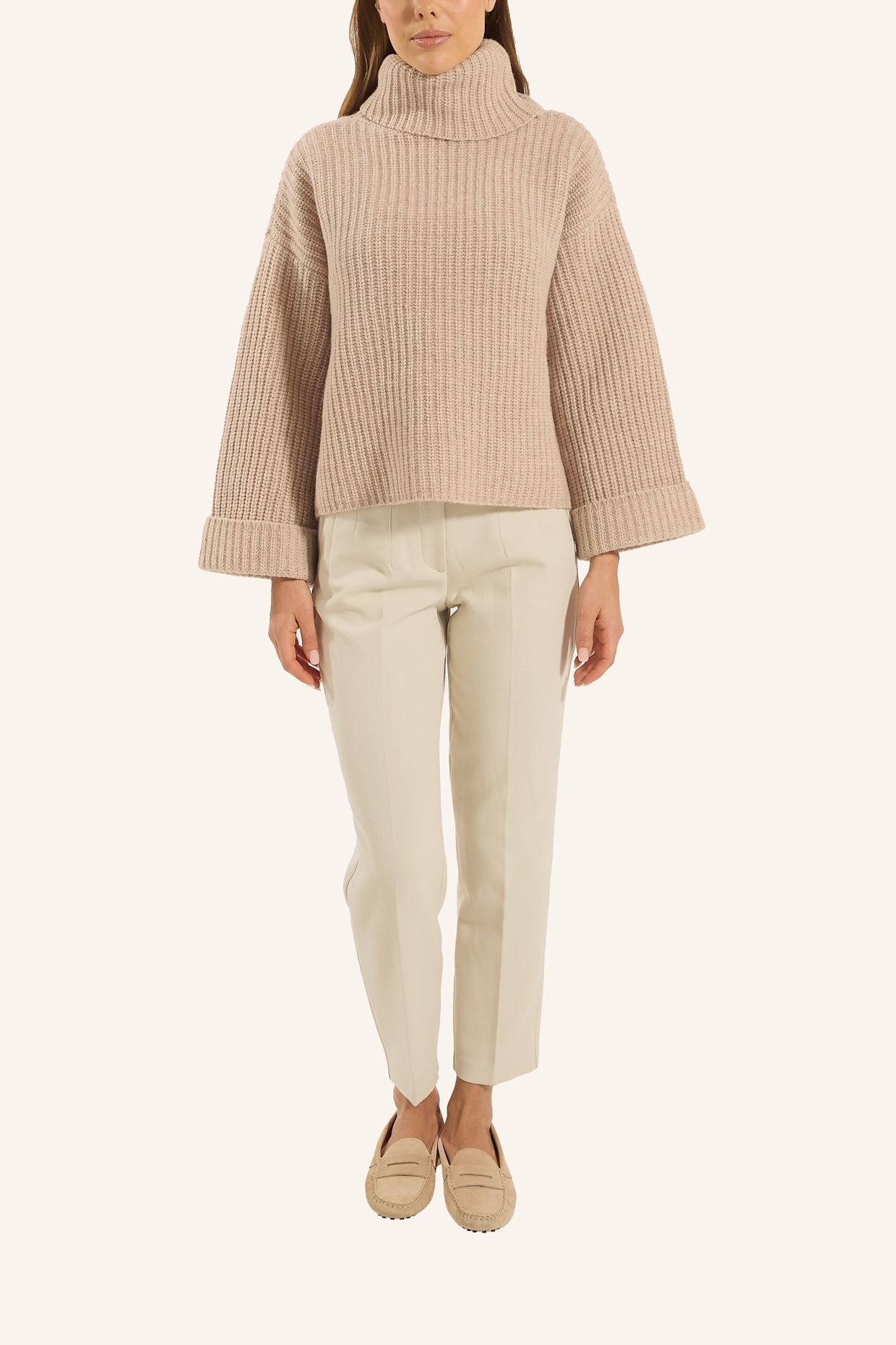 ADLYSH WOLLPULLOVER MIT ROLLKRAGEN: BEIGE