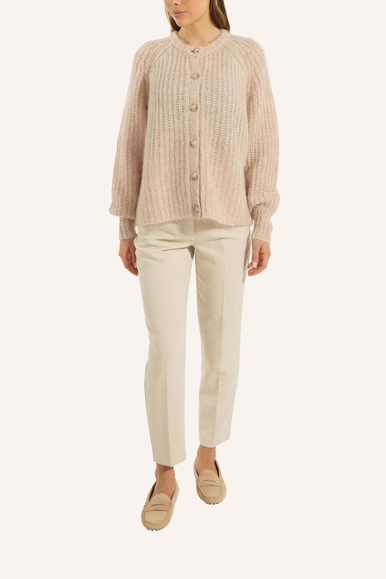 ADLYSH SOFT CARDIGAN MIT MOHAIR: BEIGE
