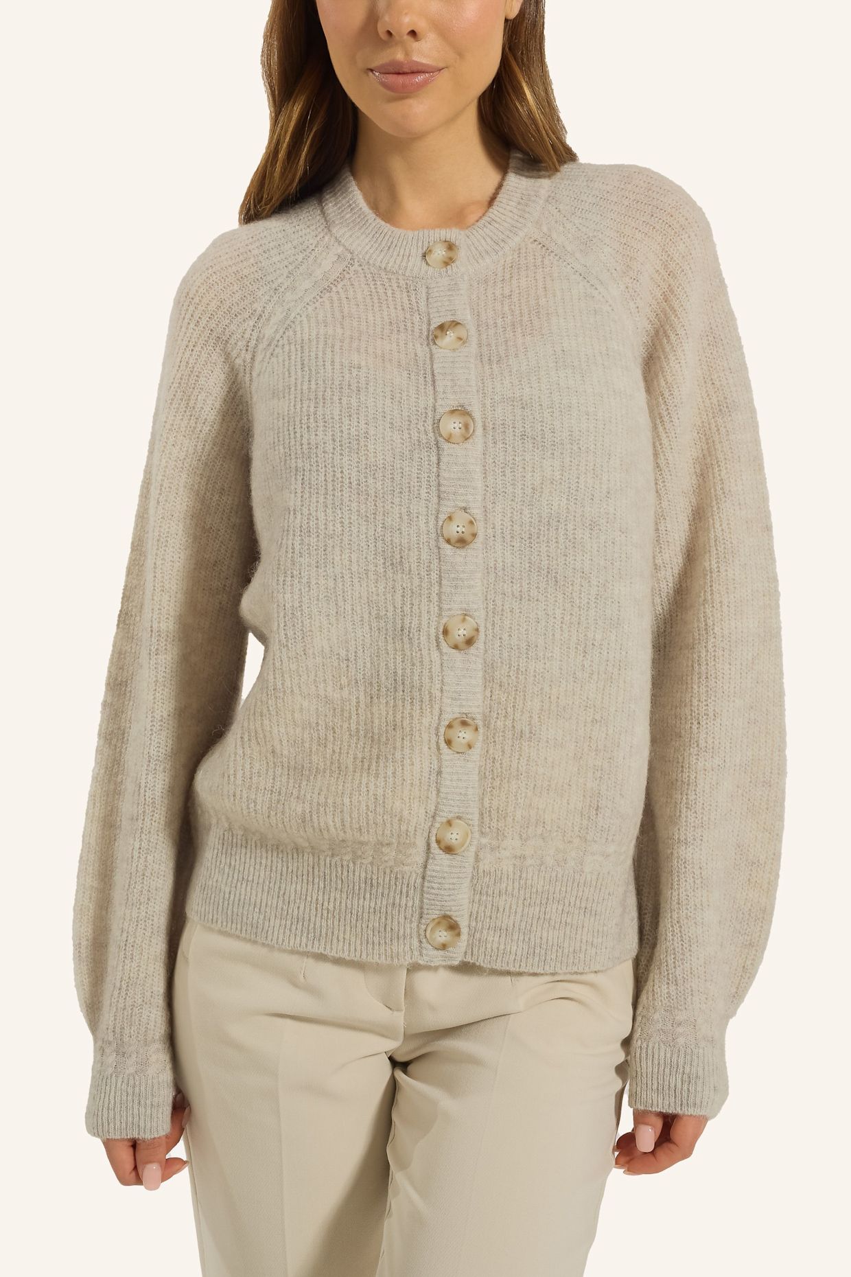 ADLYSH Jacke FEINSTRICK CARDIGAN MIT MOHAIR: GRAU
