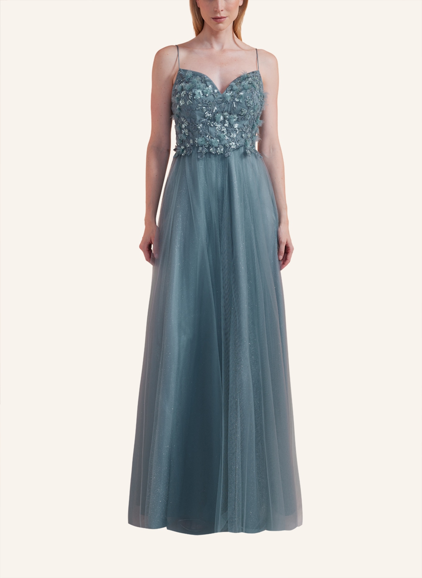 unique Abendkleid FLORAL DREAM DRESS, Farbe: PETROL (Bild 4)