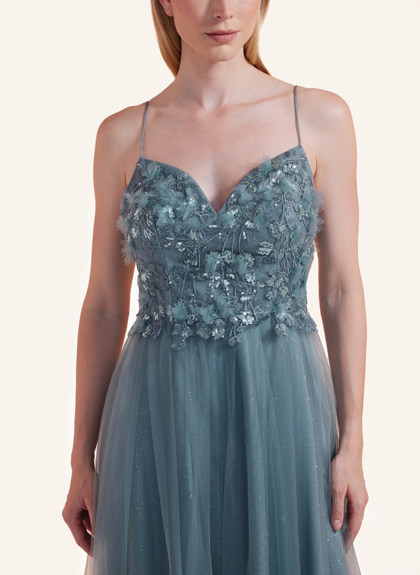 unique Abendkleid FLORAL DREAM DRESS, Farbe: PETROL (Bild 2)