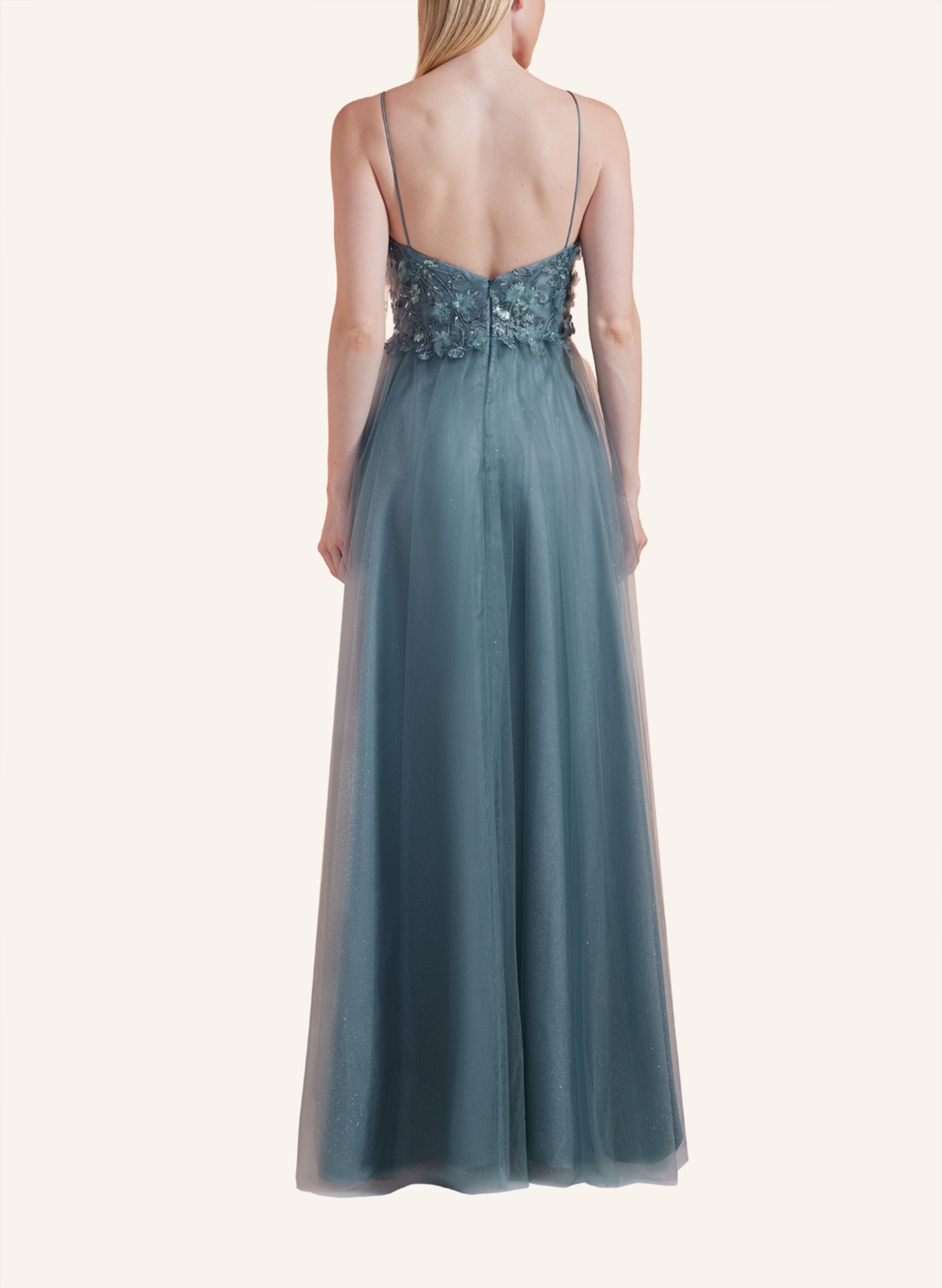 unique Abendkleid FLORAL DREAM DRESS, Farbe: PETROL (Bild 3)