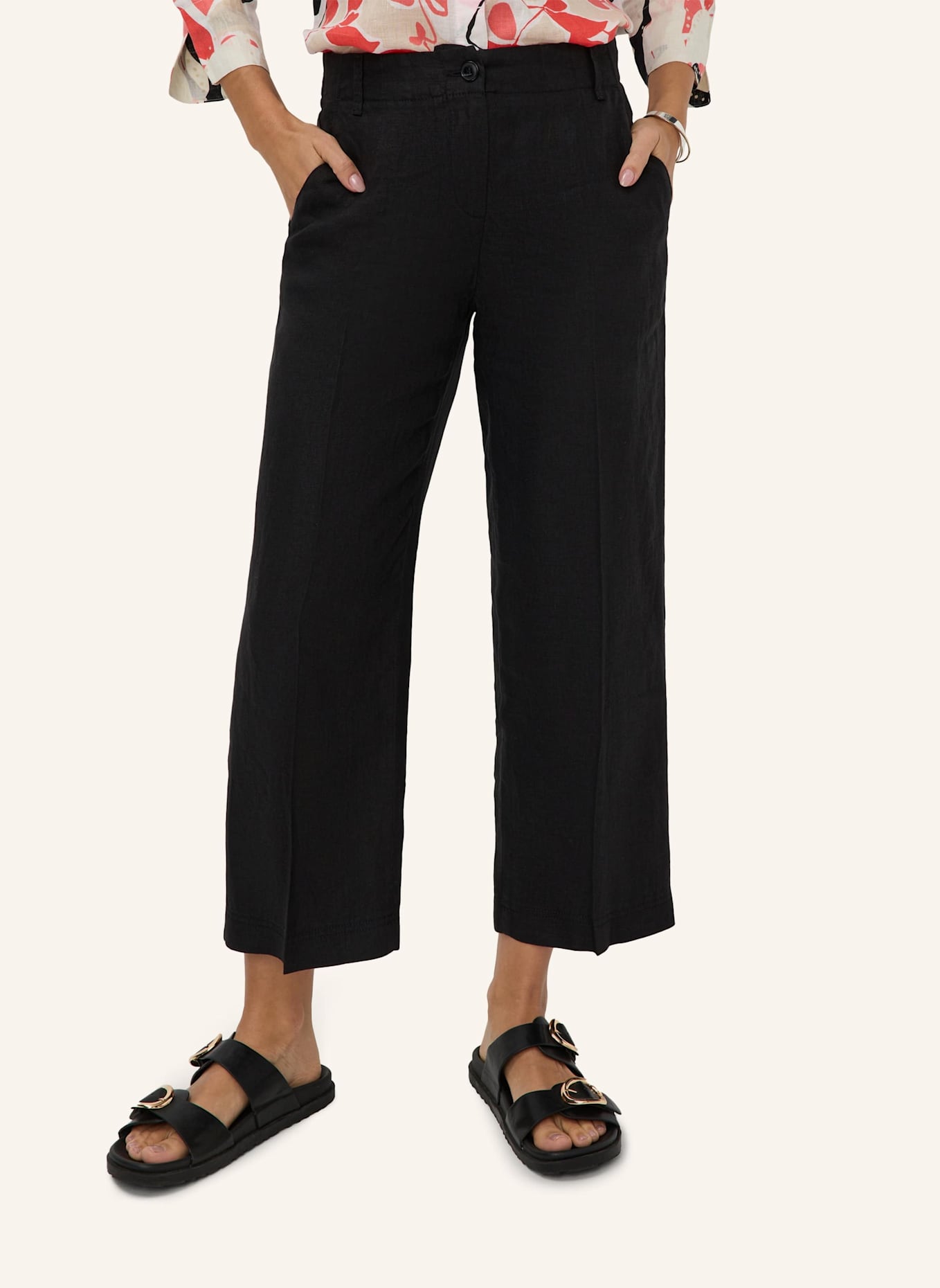 BRAX 7/8-Leinenhose MAINE: SCHWARZ