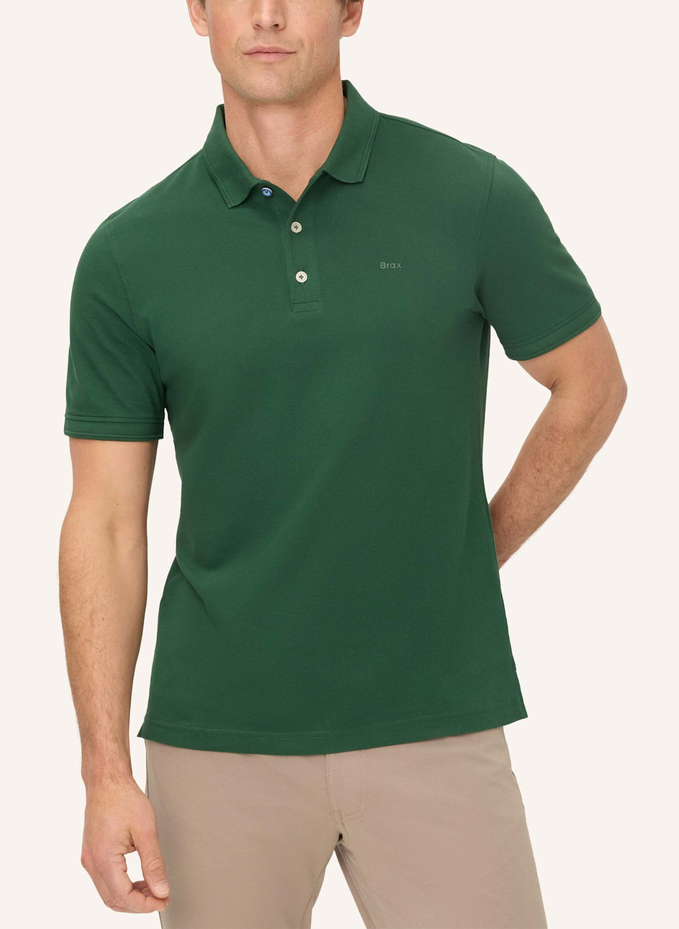 BRAX Piqué-Poloshirt STYLE PETE: DUNKELGRÜN
