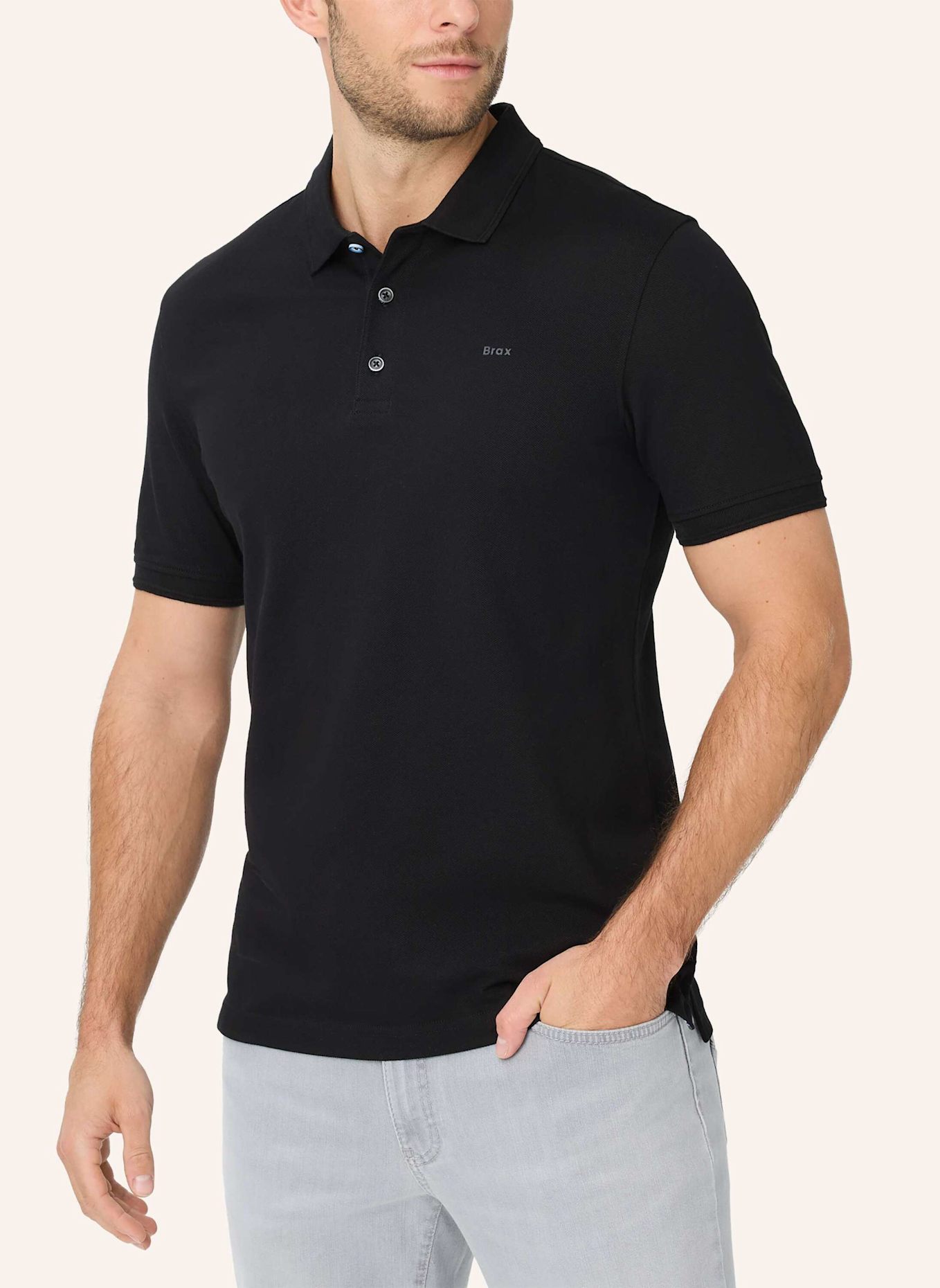 BRAX Piqué-Poloshirt STYLE PETE: SCHWARZ