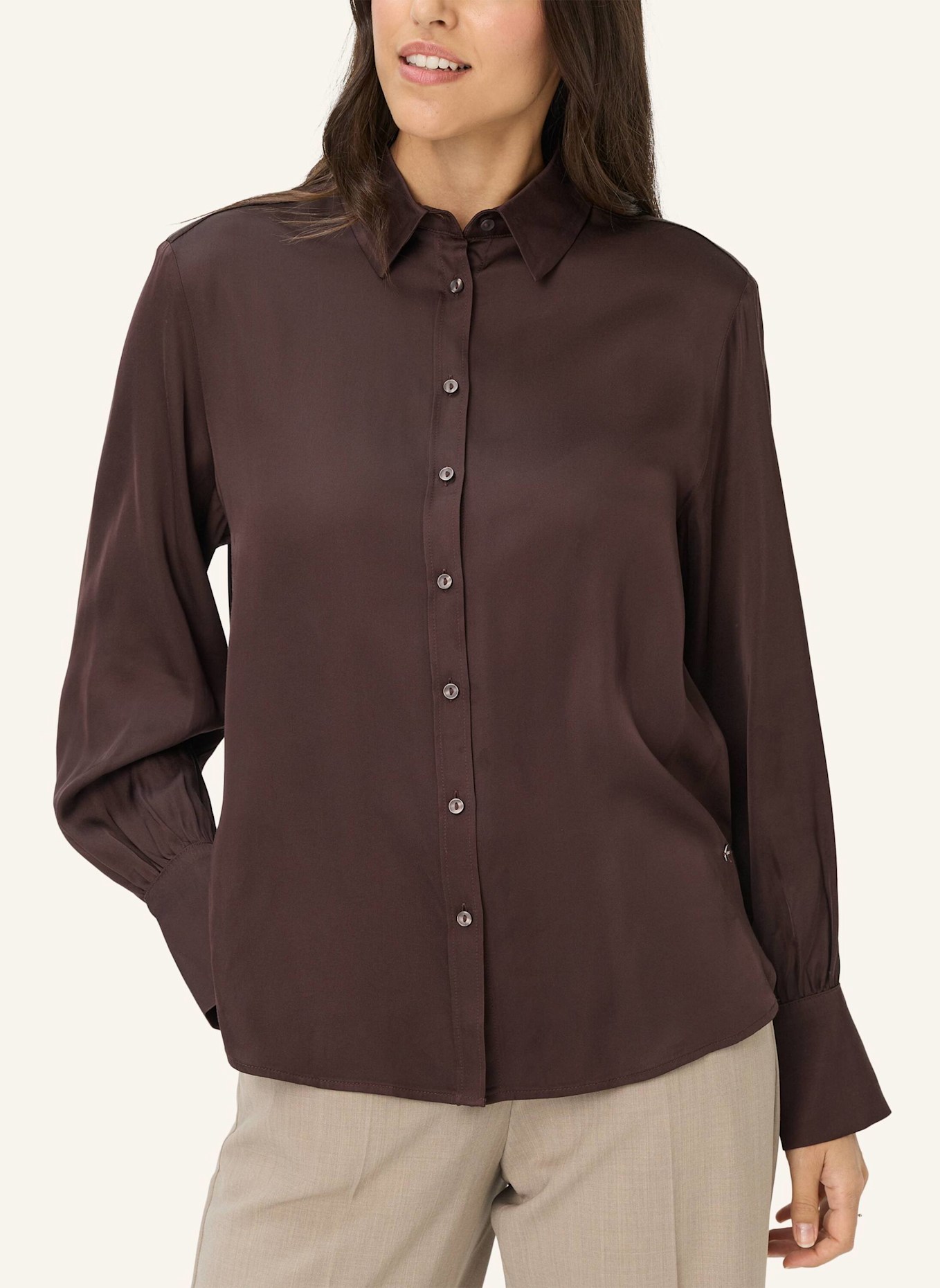 BRAX Hemdbluse STYLE VIC: DUNKELBRAUN