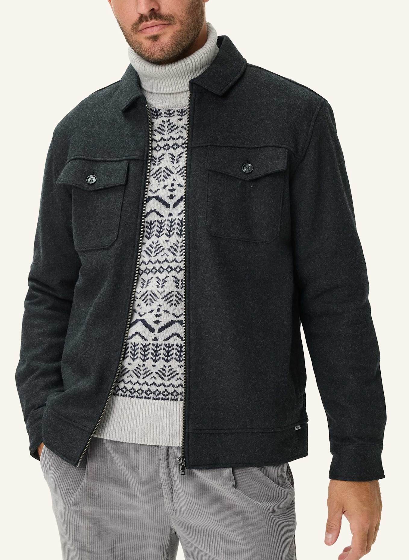 BRAX Overshirt STYLE SANTIAGO: DUNKELGRAU