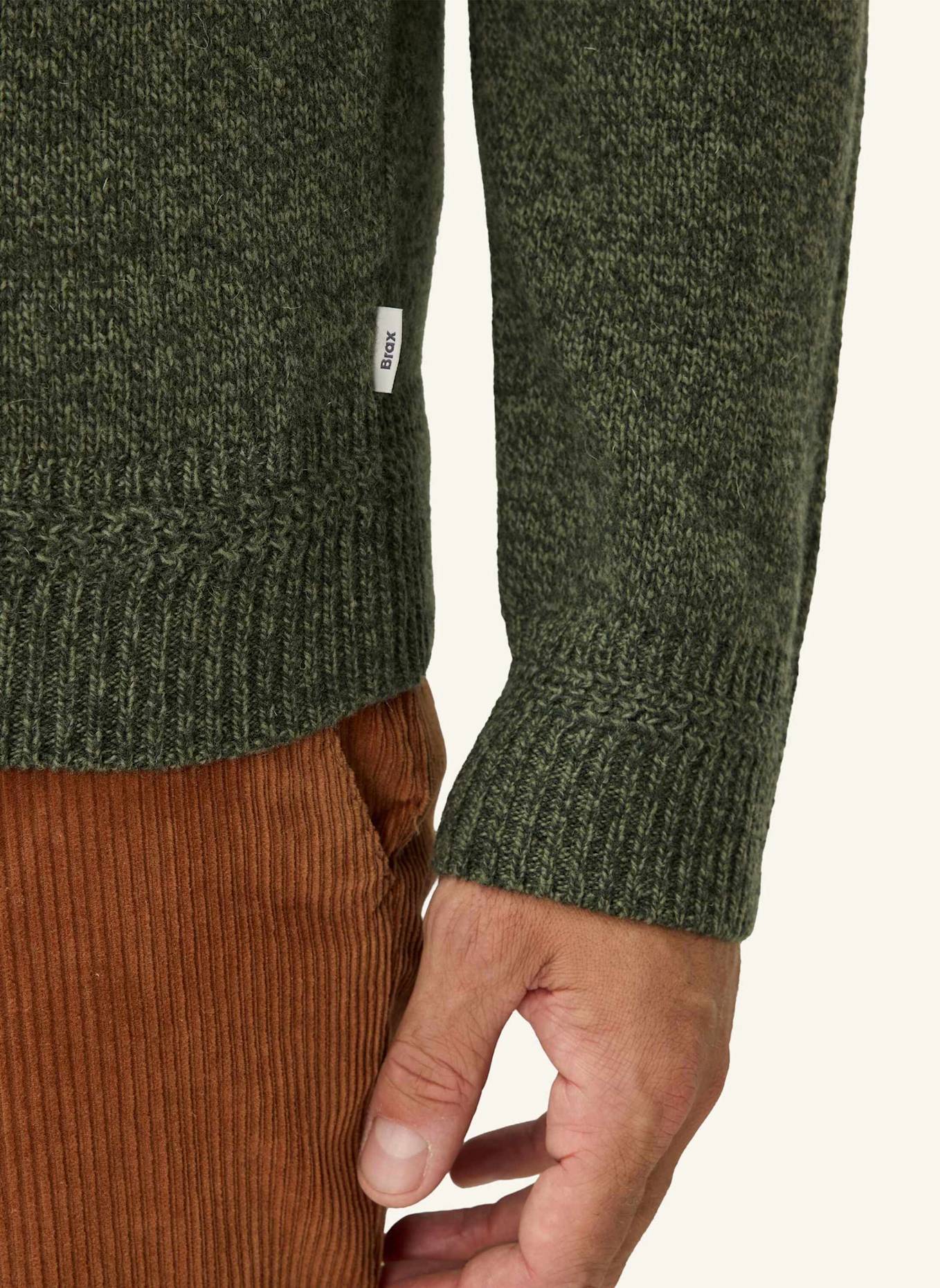 BRAX Strickpullover STYLE RICK: DUNKELGRÜN