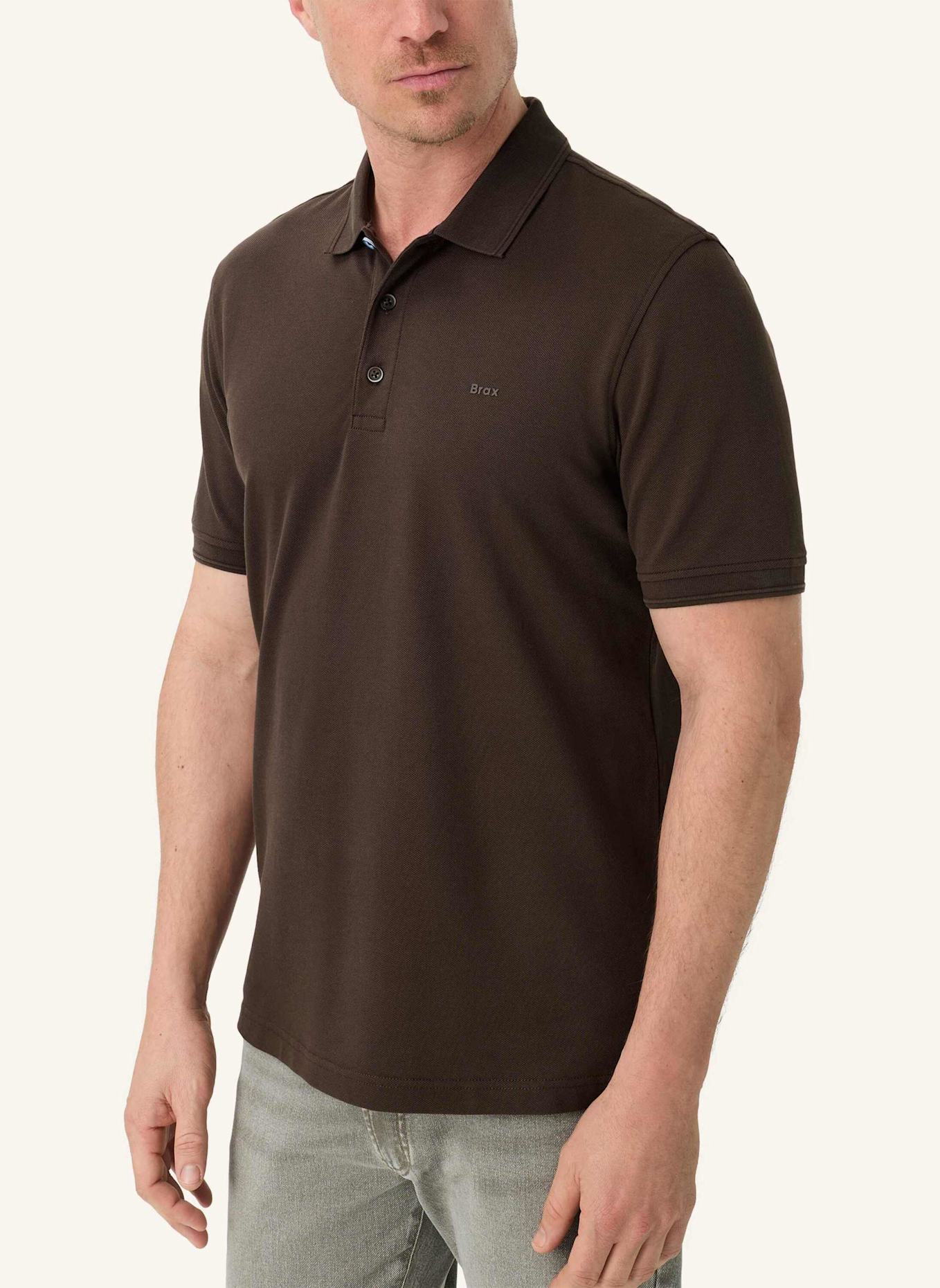 BRAX Piqué-Poloshirt STYLE PETE: BRAUN