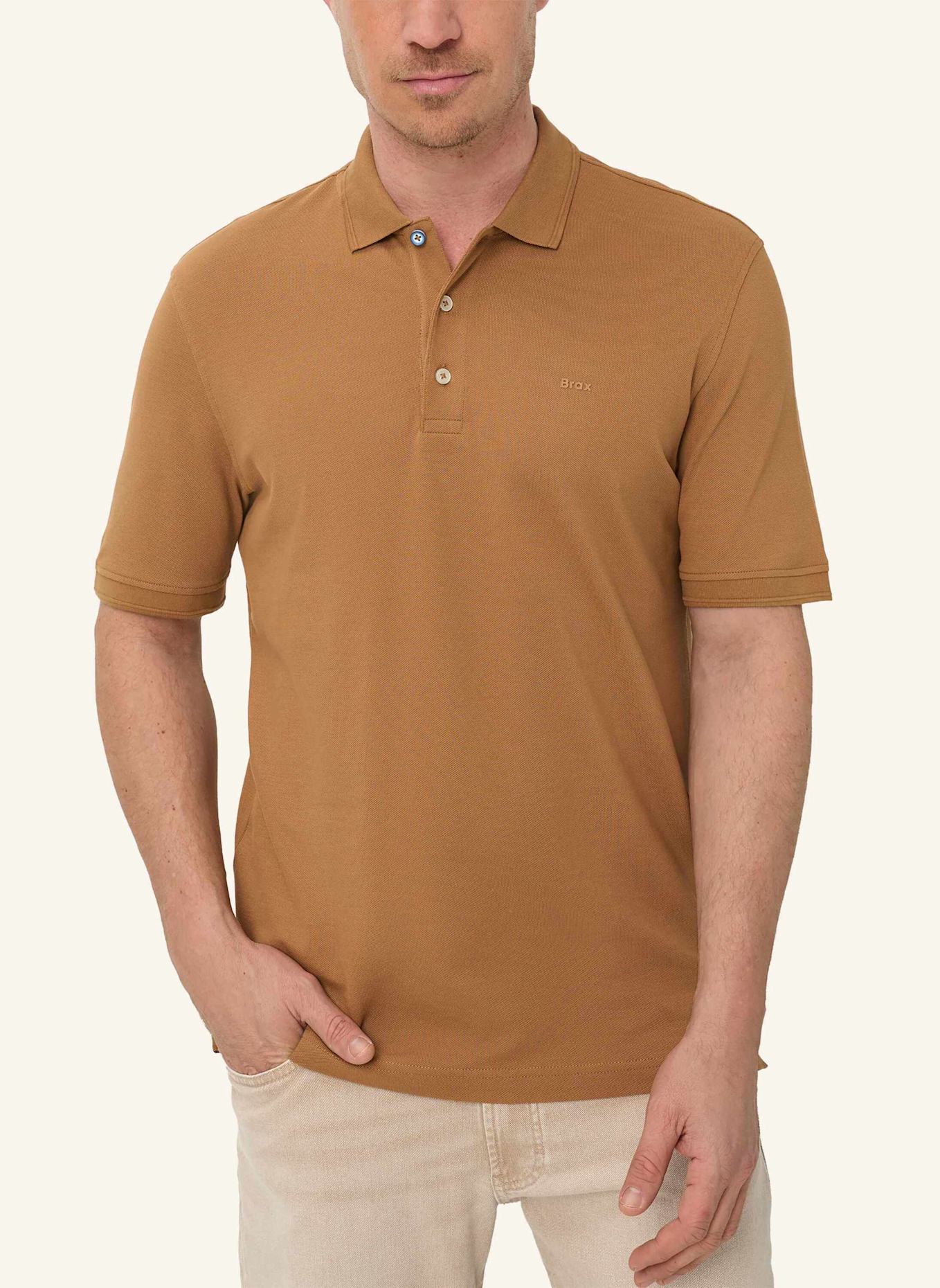 BRAX Piqué-Poloshirt STYLE PETE: BRAUN