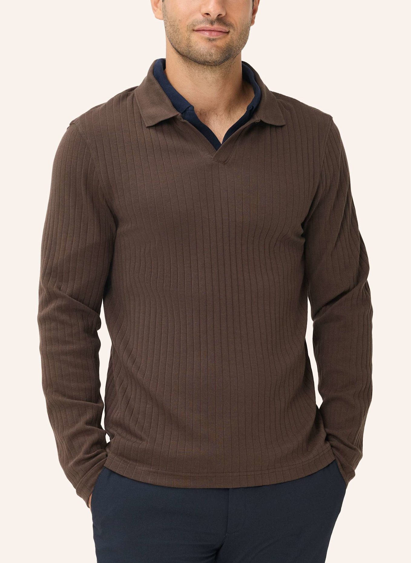 BRAX Langarmshirt STYLE PRINCETON: BRAUN