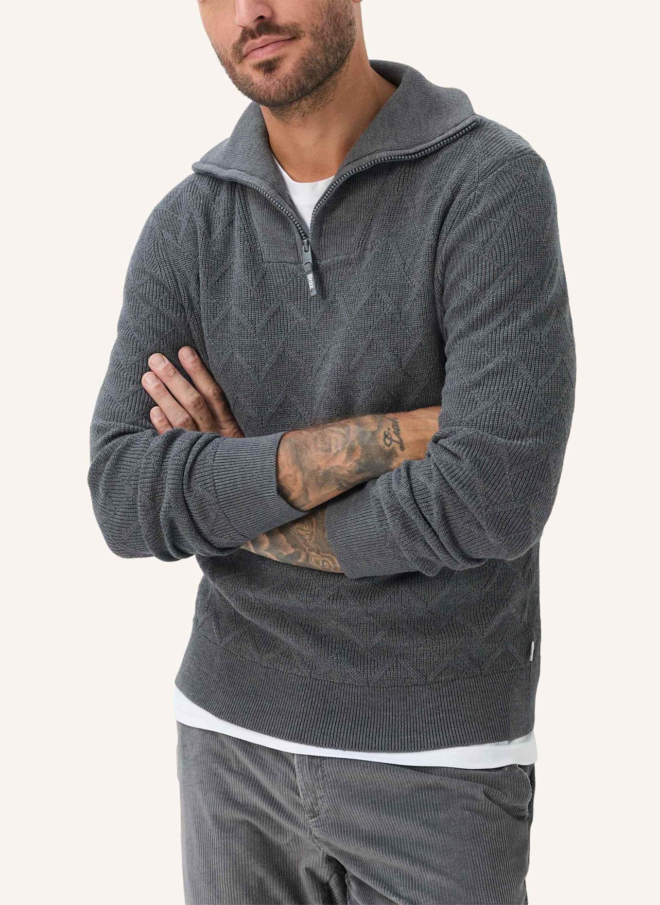 BRAX Strickpullover STYLE SÖREN: DUNKELGRAU