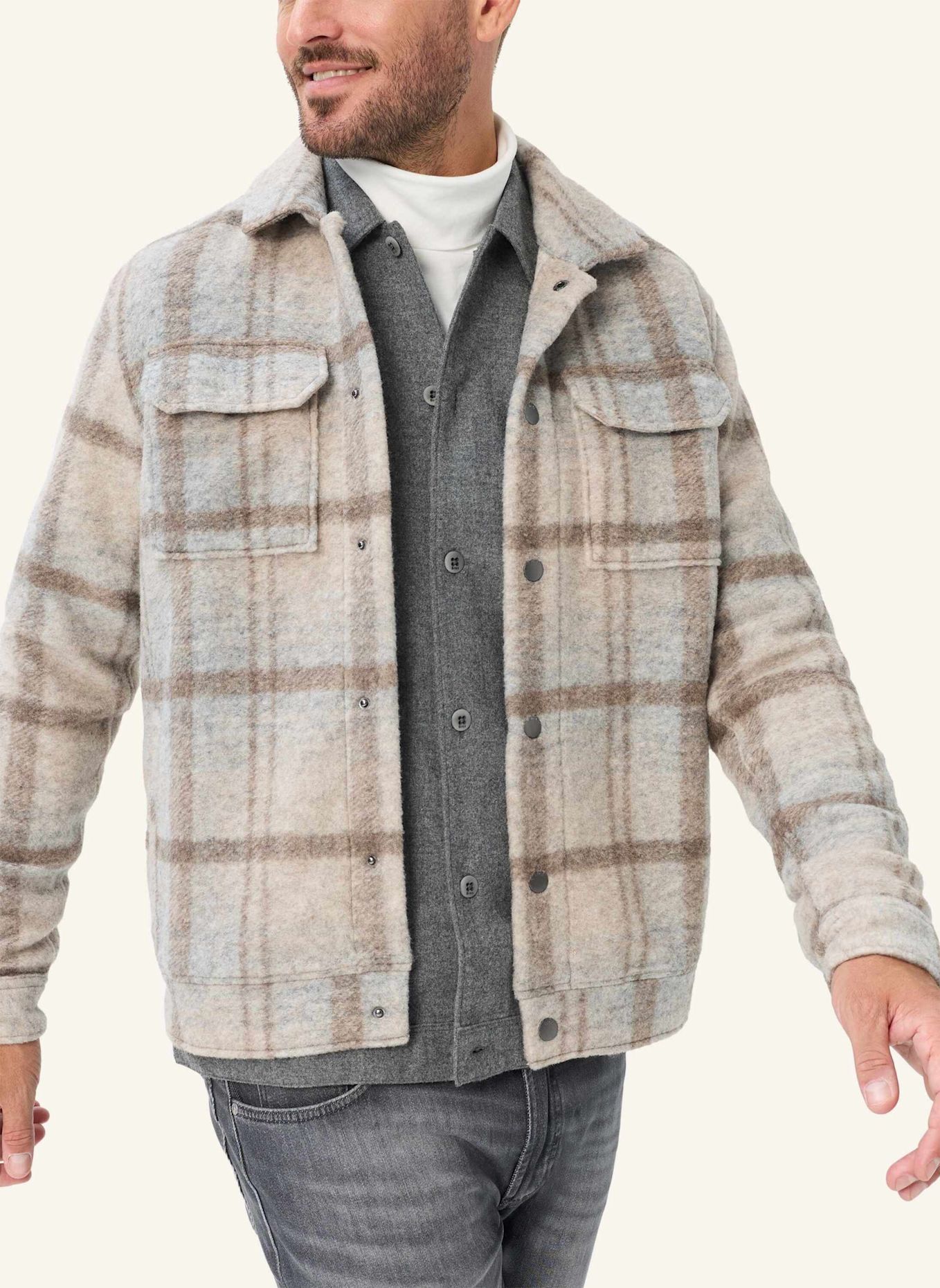 BRAX Overshirt STYLE SANTIAGO: BRAUN