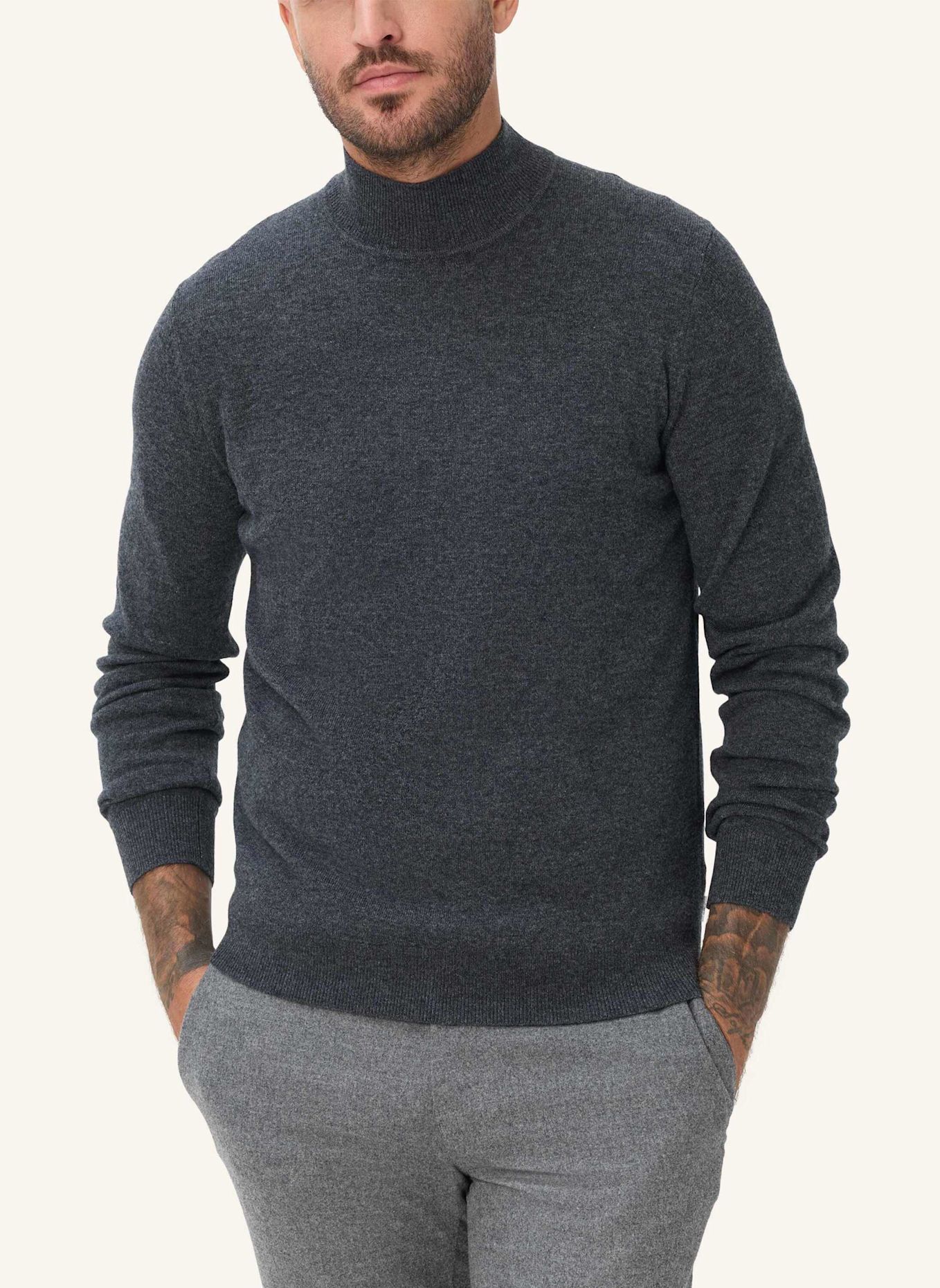 BRAX Strickpullover STYLE BEN: DUNKELGRAU