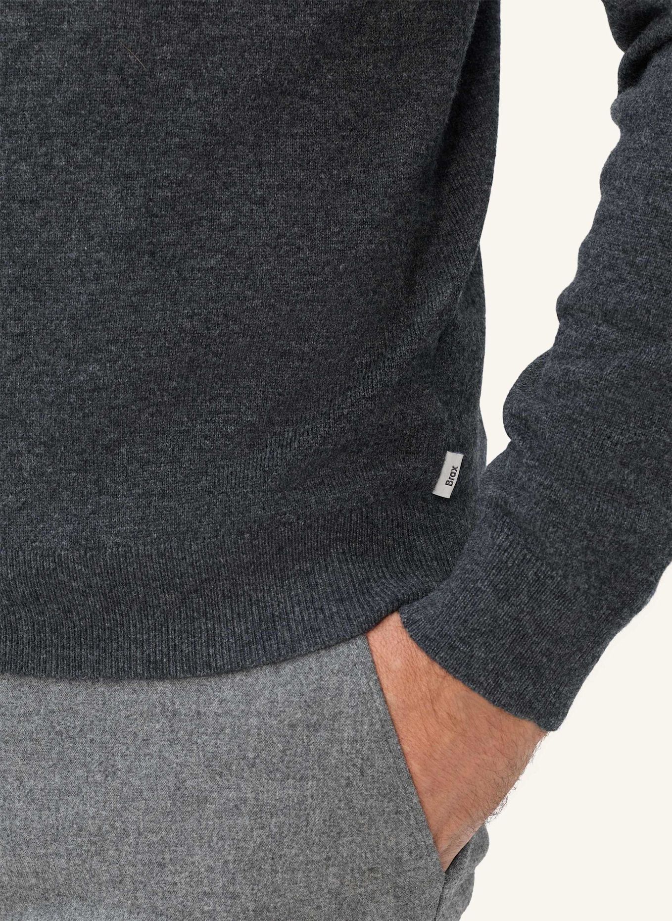 BRAX Strickpullover STYLE BEN: DUNKELGRAU