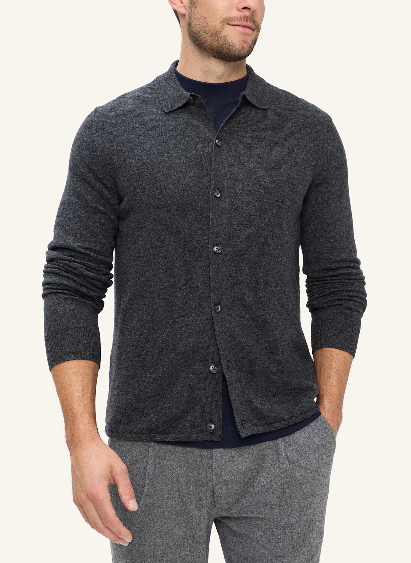 BRAX Strickjacke STYLE JAYDEN: DUNKELGRAU