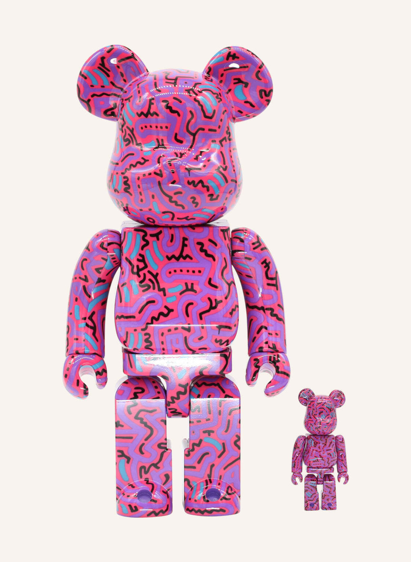 MEDICOM Figur BE@RBRICK KEITH HARING 2 100% + 400% SET BY BIBO, Farbe: PINK (Bild 1)