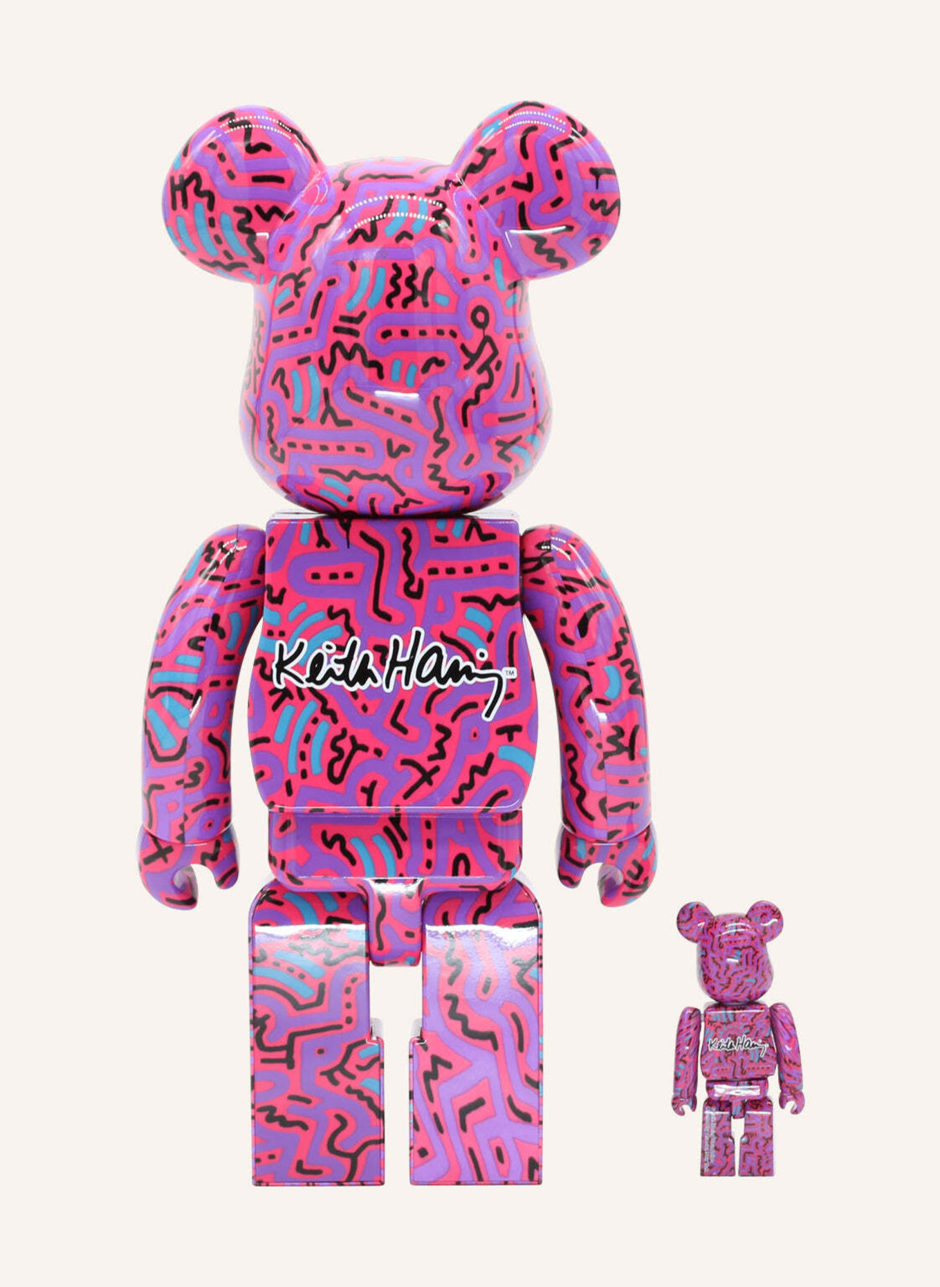 MEDICOM Figur BE@RBRICK KEITH HARING 2 100% + 400% SET BY BIBO, Farbe: PINK (Bild 2)