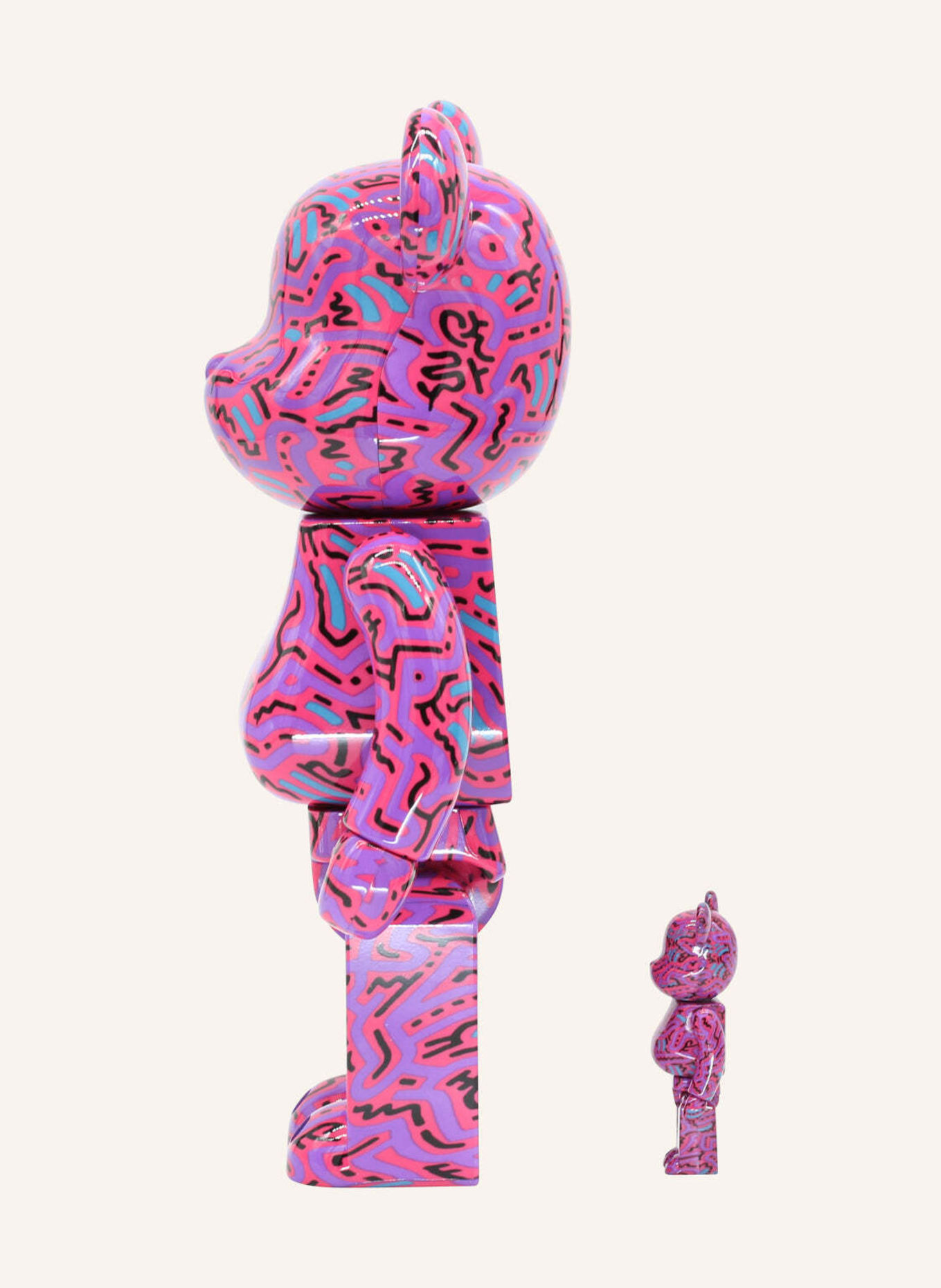 MEDICOM Figur BE@RBRICK KEITH HARING 2 100% + 400% SET BY BIBO, Farbe: PINK (Bild 3)