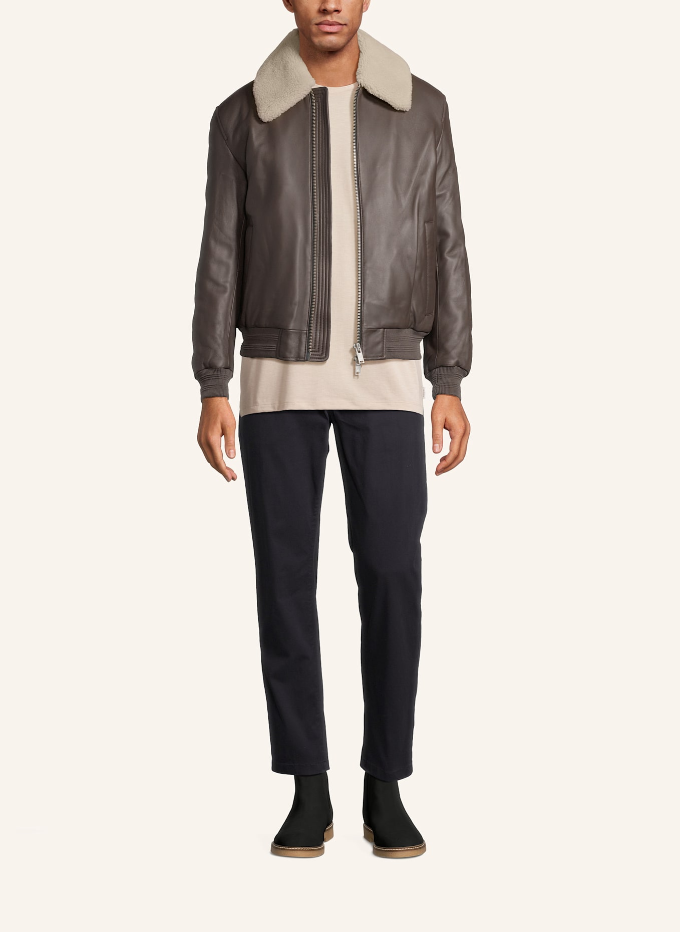 MOOSE KNUCKLES Lederjacke TOBA: BRAUN