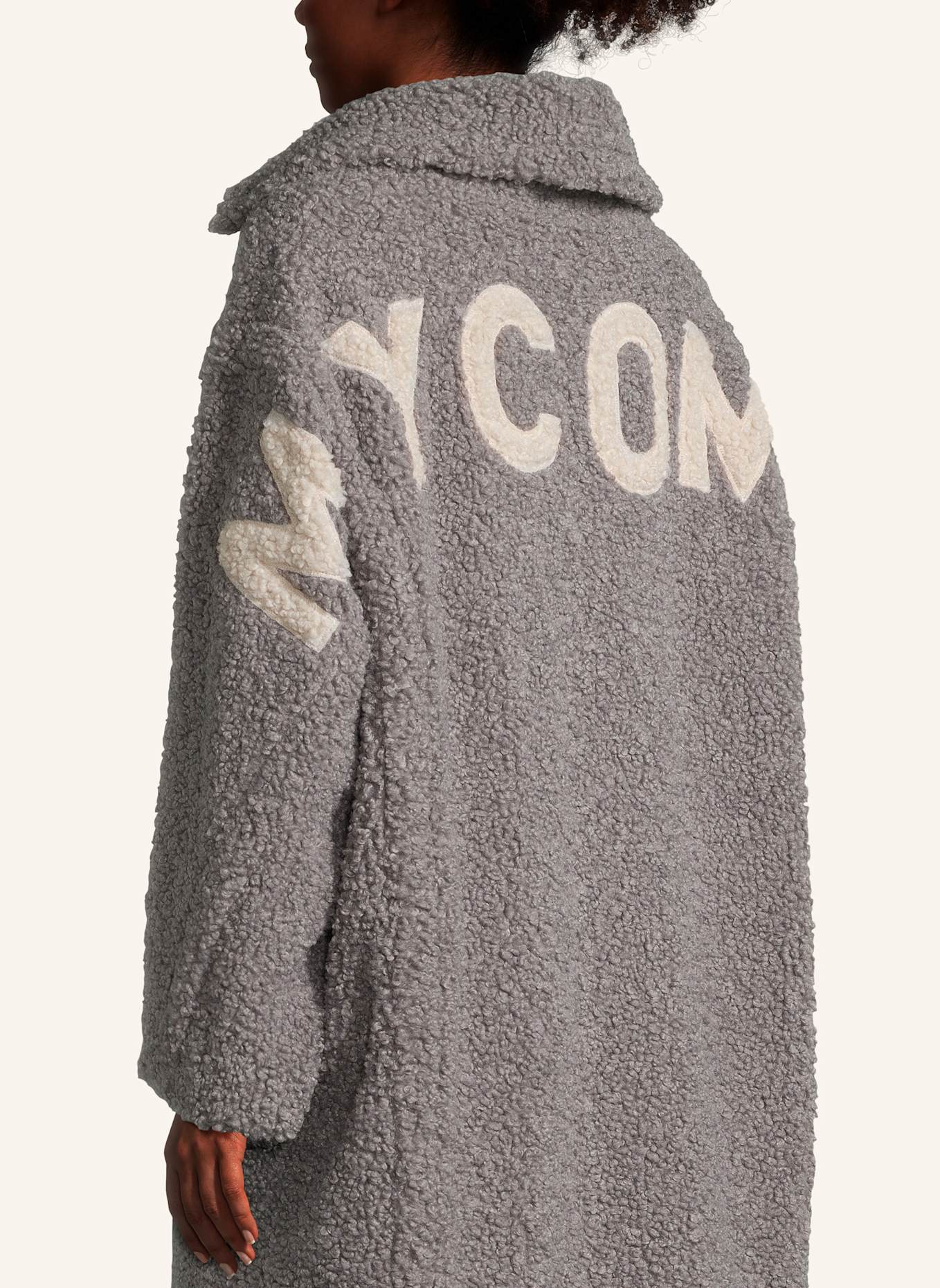 No.1 Como Teddyfell-Mantel NOEMI: GRAU