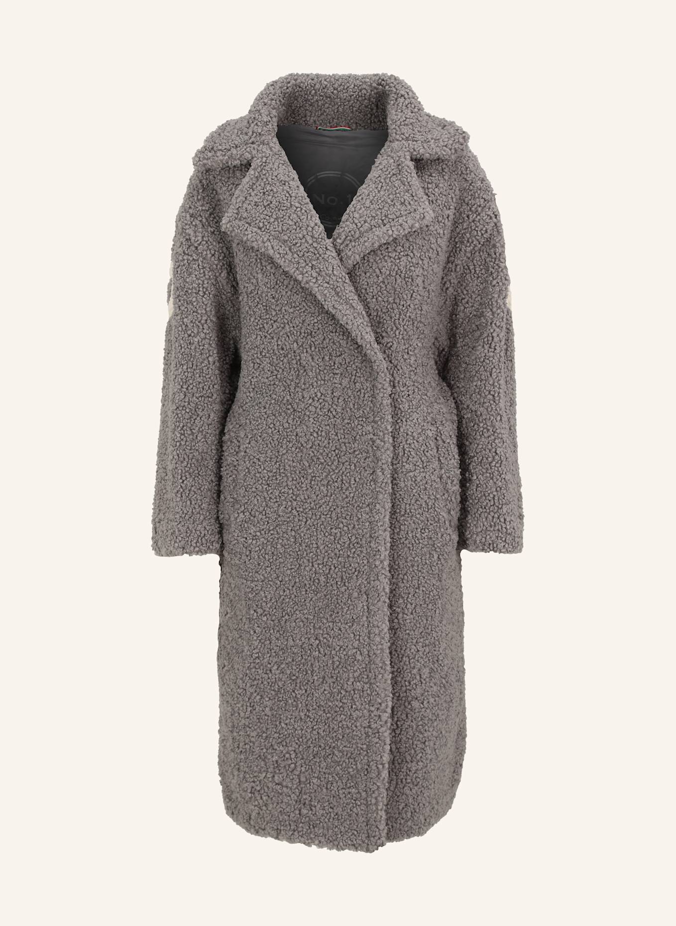 No.1 Como Teddyfell-Mantel NOEMI: GRAU