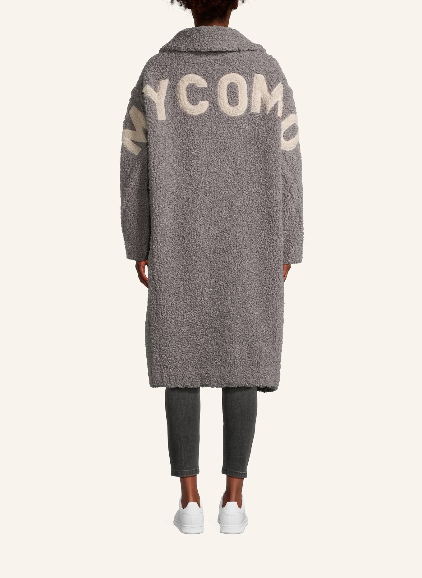 No.1 Como Teddyfell-Mantel NOEMI: GRAU